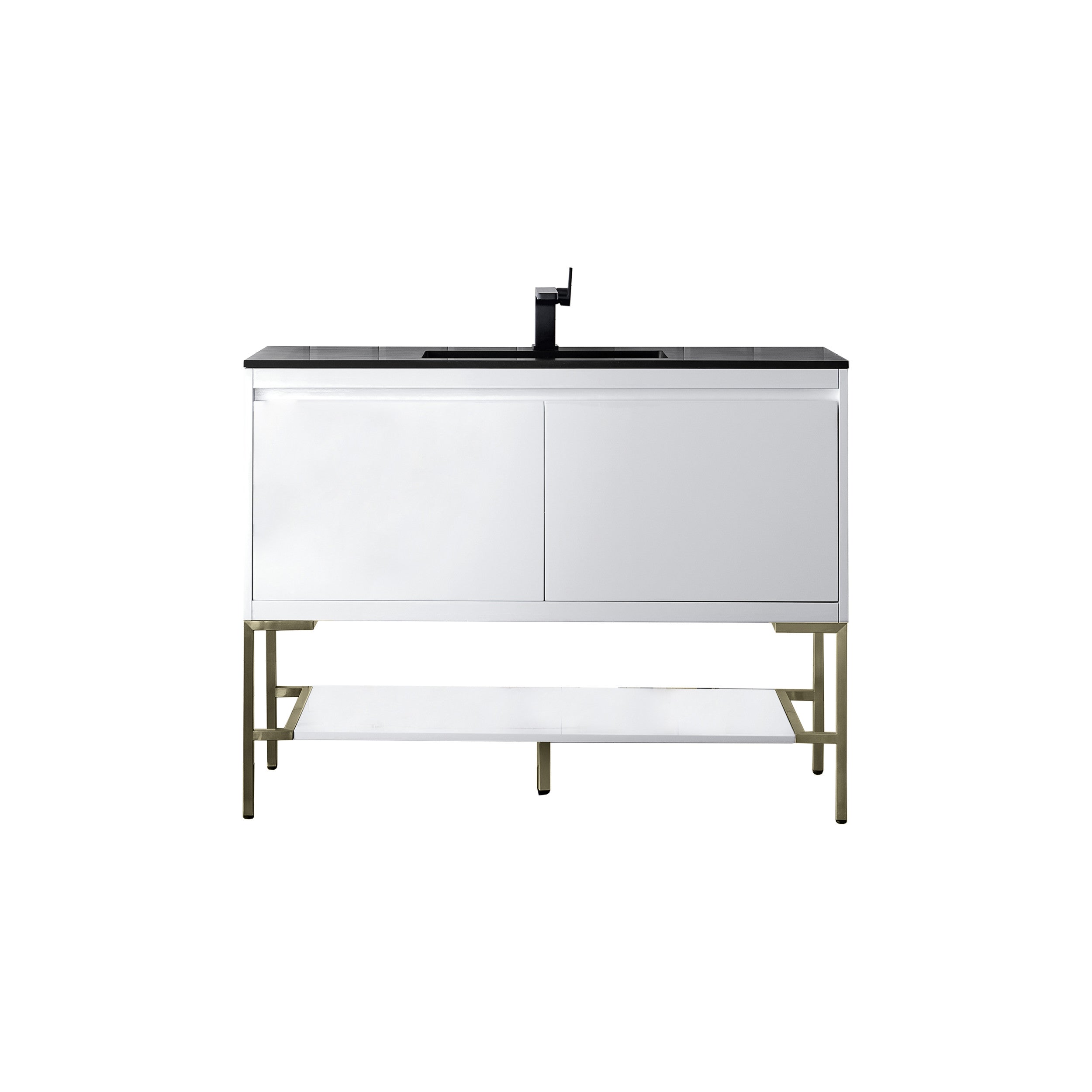 Glossy White / Champagne Brass / Charcoal Black - 1 Faucet Hole