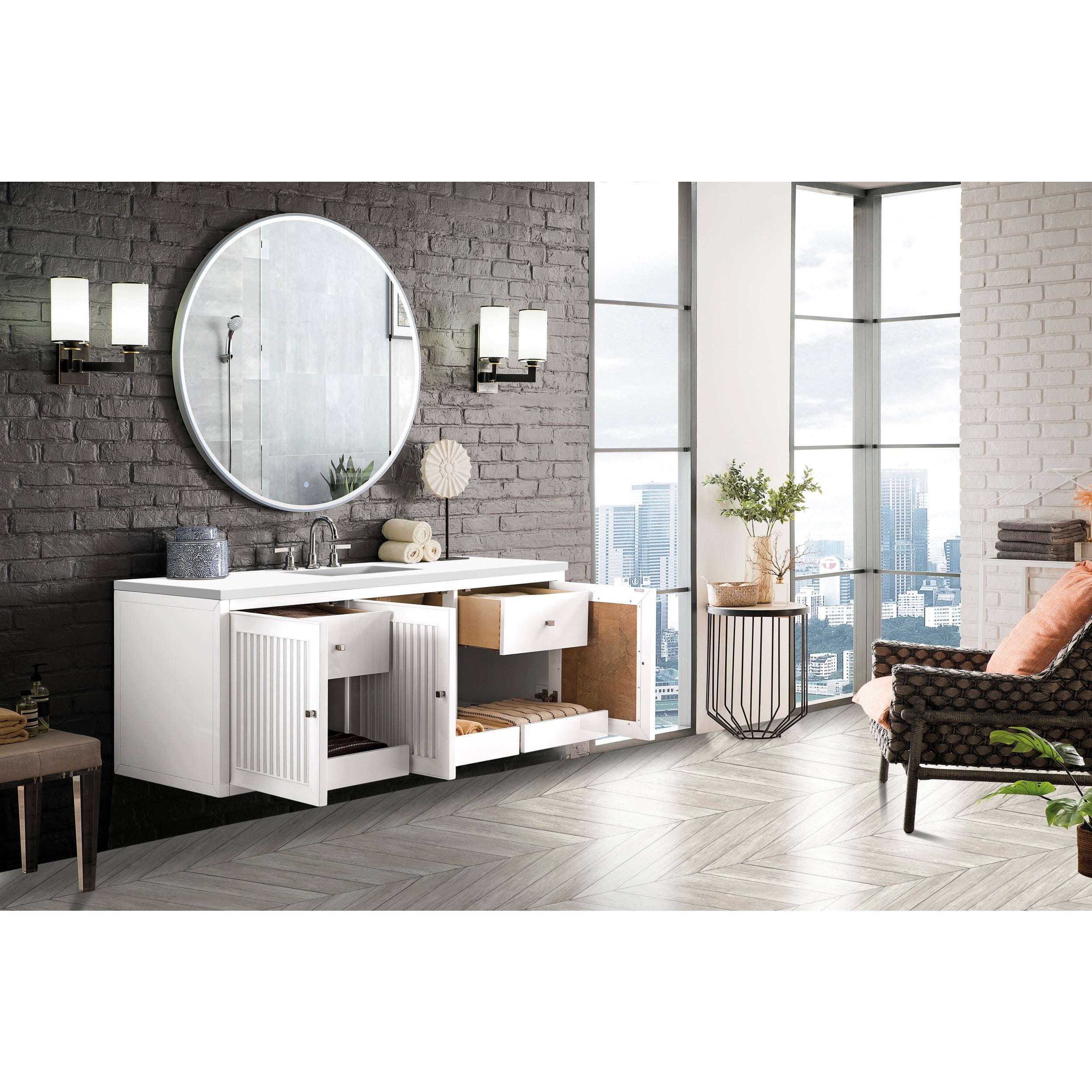 Glossy White / White Zeus - 3 Faucet Holes