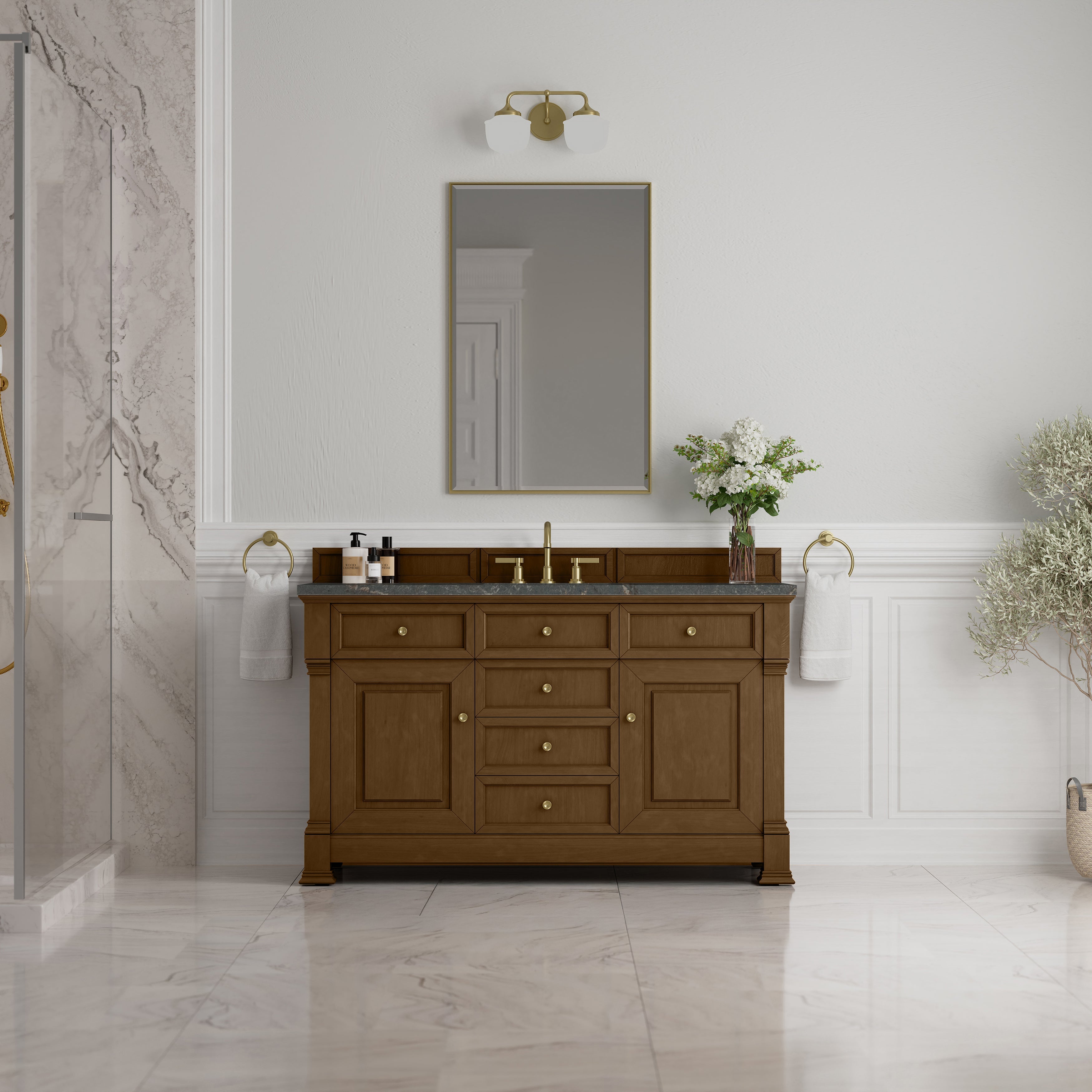 Honey Oak / Parisien Bleu - 3 Faucet Holes