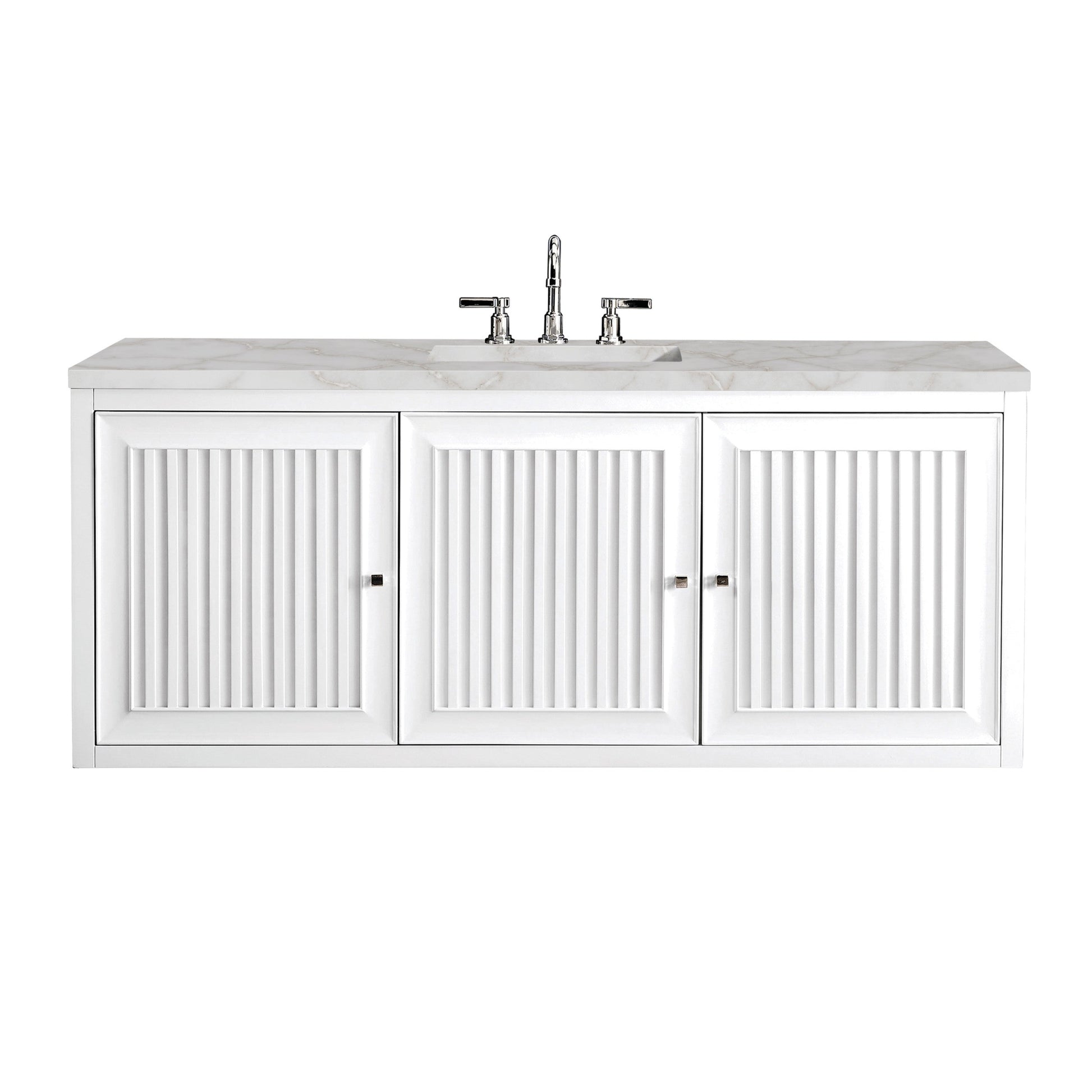 Glossy White / Victorian Silver - 3 Faucet Holes
