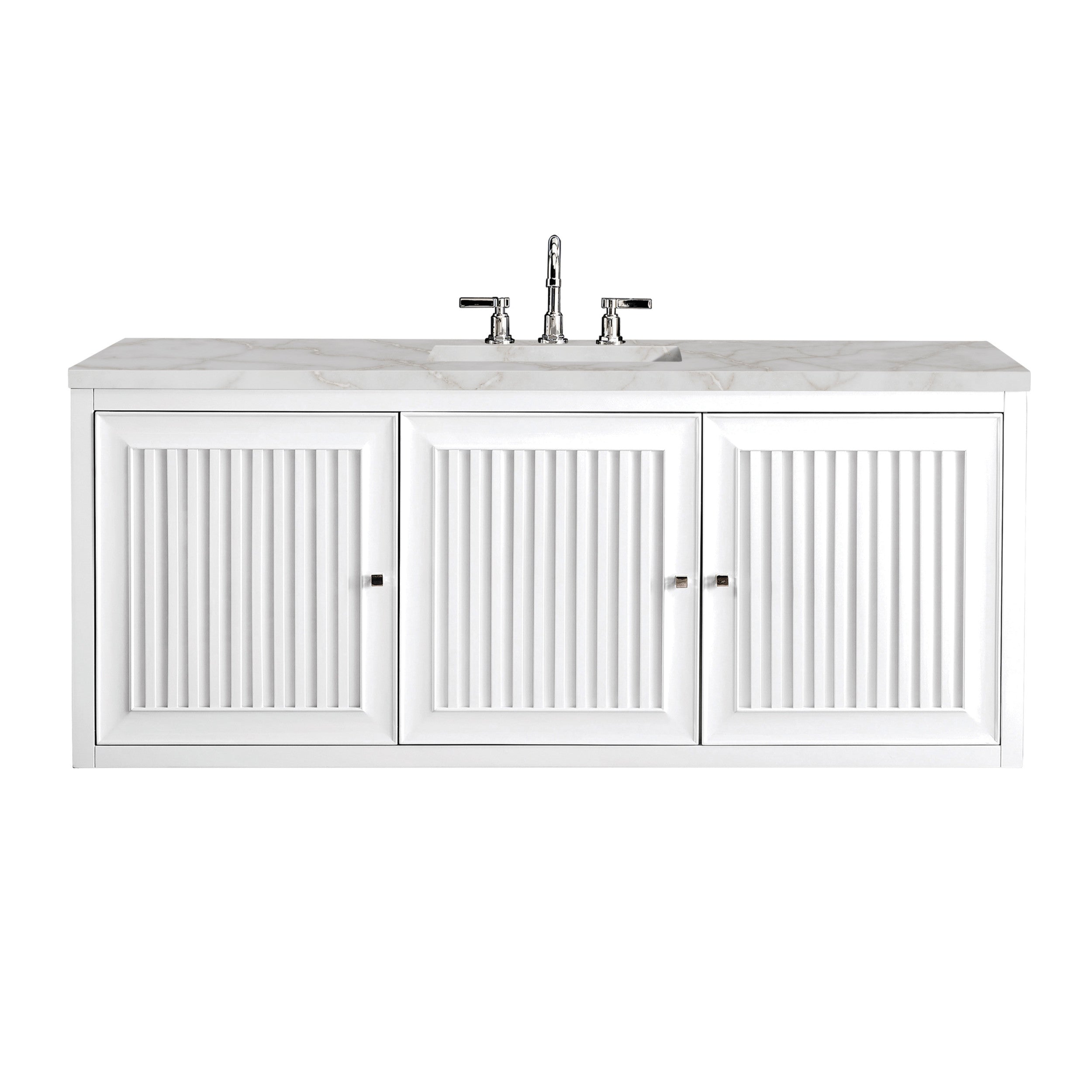 Glossy White / Victorian Silver - 3 Faucet Holes