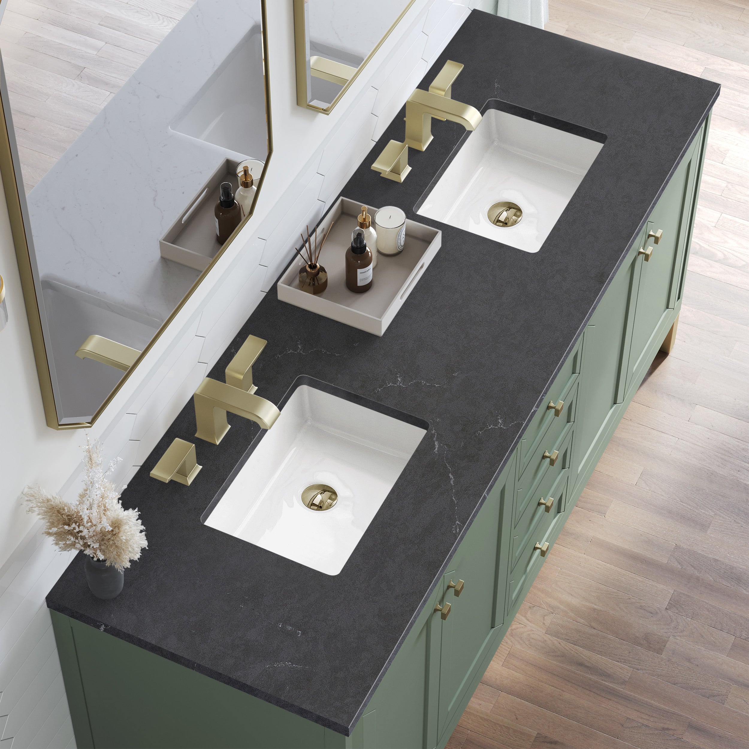 Smokey Celadon / Charcoal Soapstone - 3 Faucet Holes