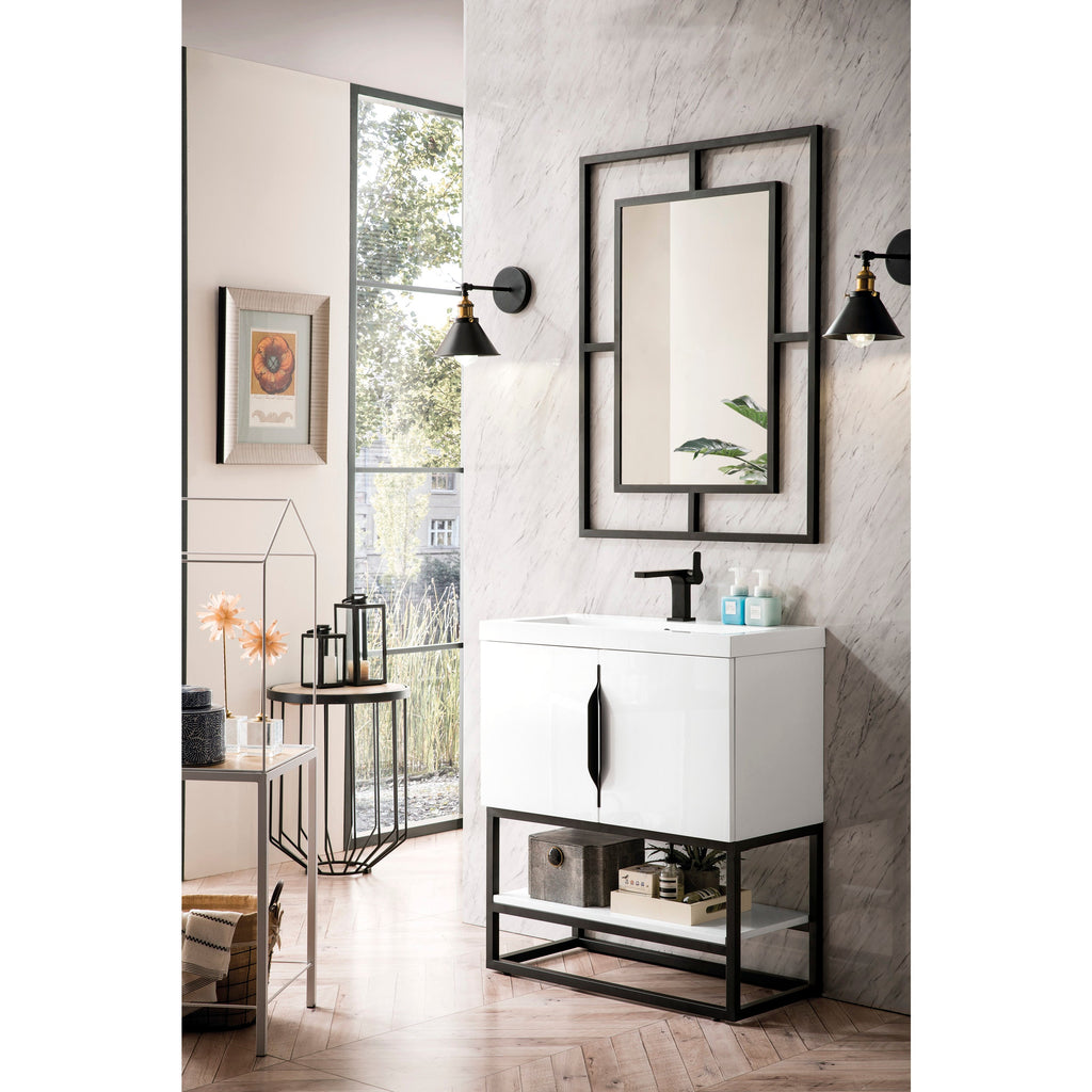 Glossy White / Matte Black / Glossy White - 1 Faucet Hole