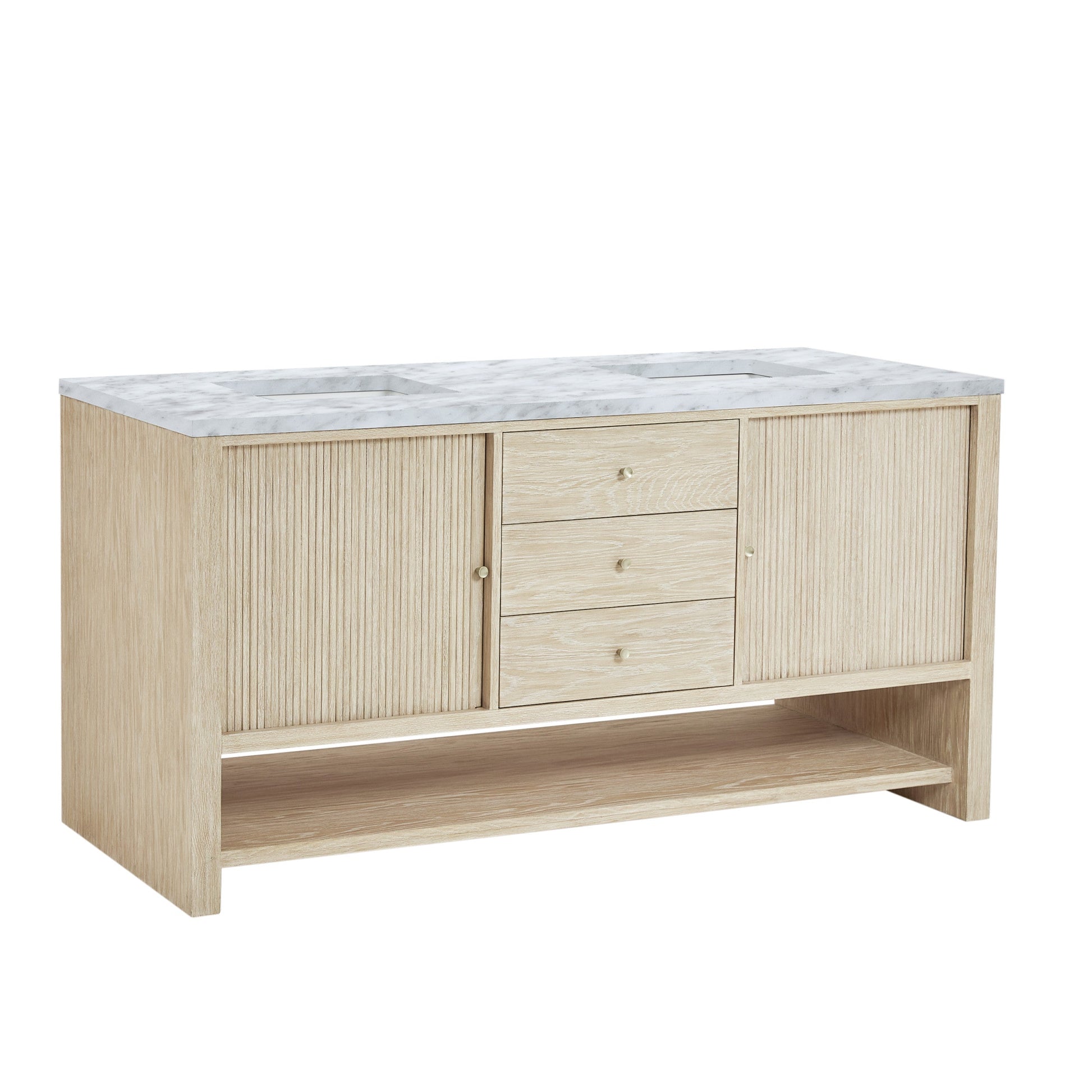 Sunwashed Oak / Carrara White - 3 Faucet Holes