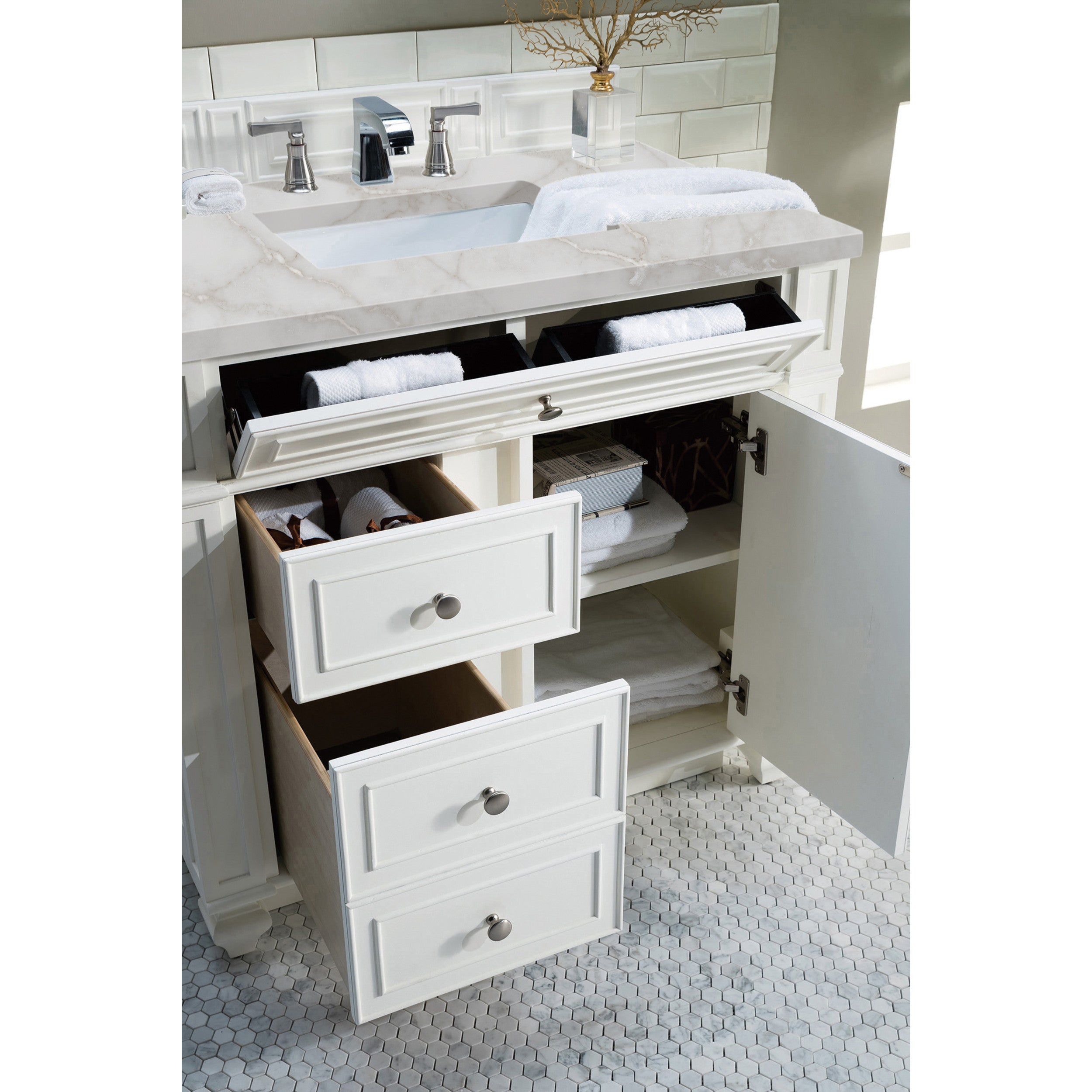 Bright White / Victorian Silver - 3 Faucet Holes