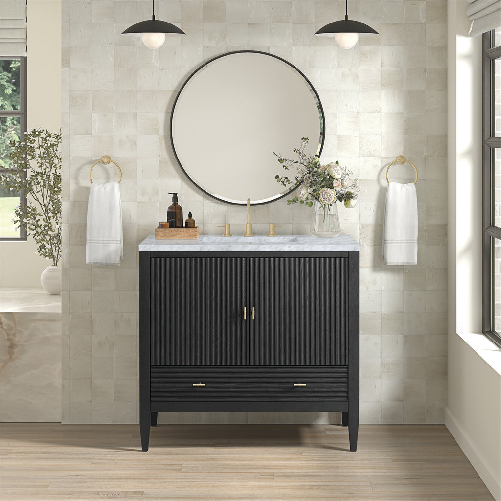 Carbon Oak / Carrara White - 3 Faucet Holes