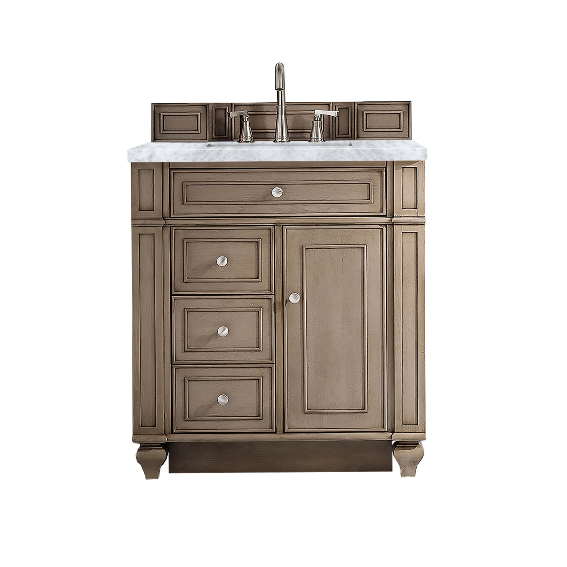 Whitewashed Walnut / Carrara White - 3 Faucet Holes
