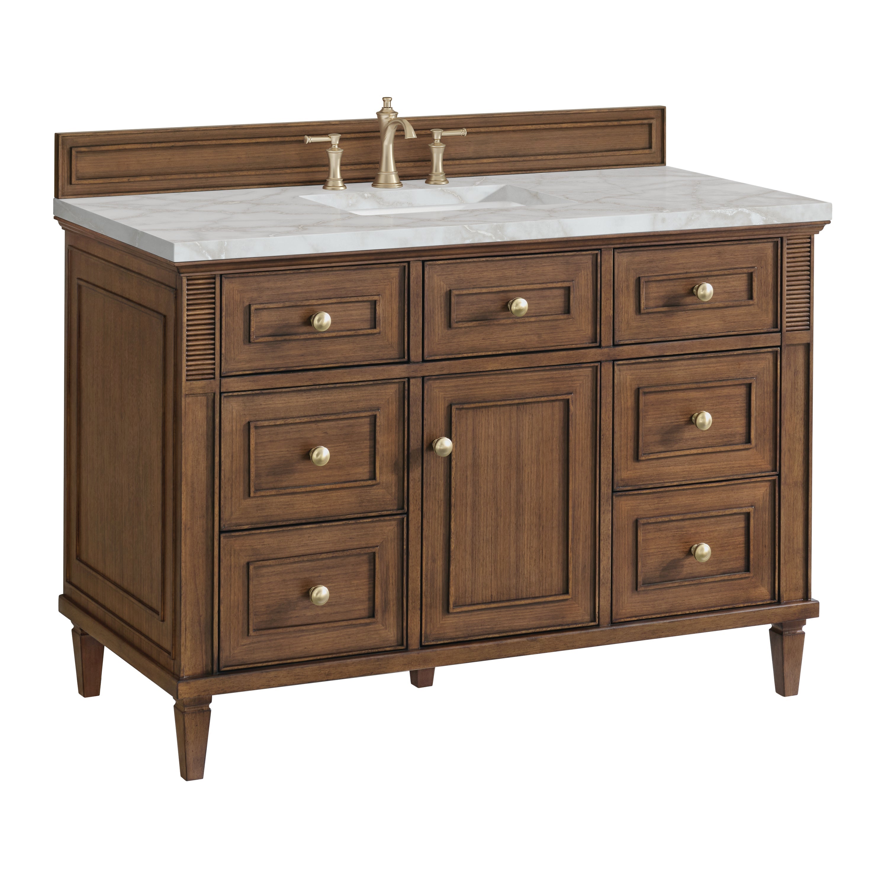 Mid-Century Walnut / Victorian Silver - 3 Faucet Holes