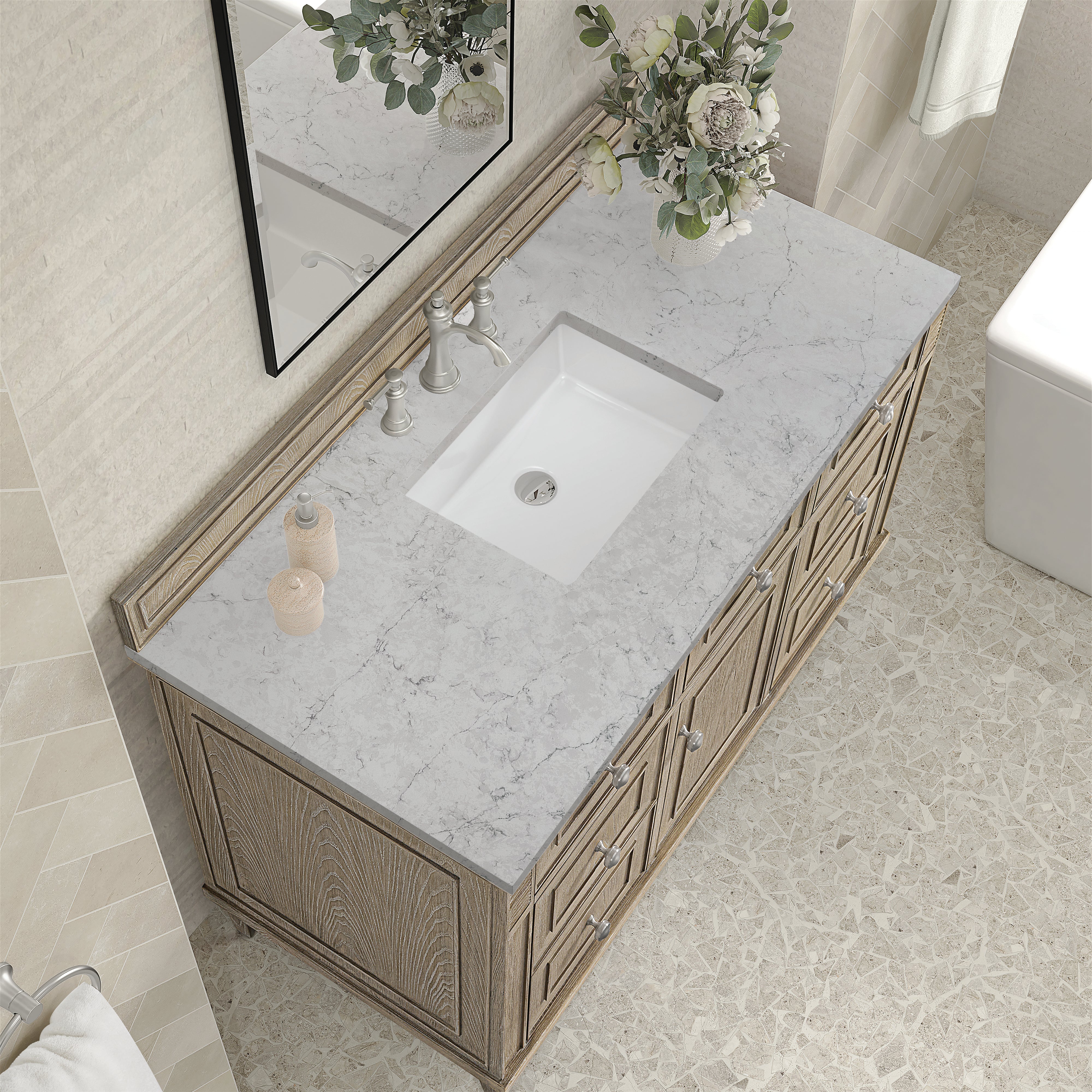Whitewashed Oak / Eternal Jasmine Pearl - 3 Faucet Holes