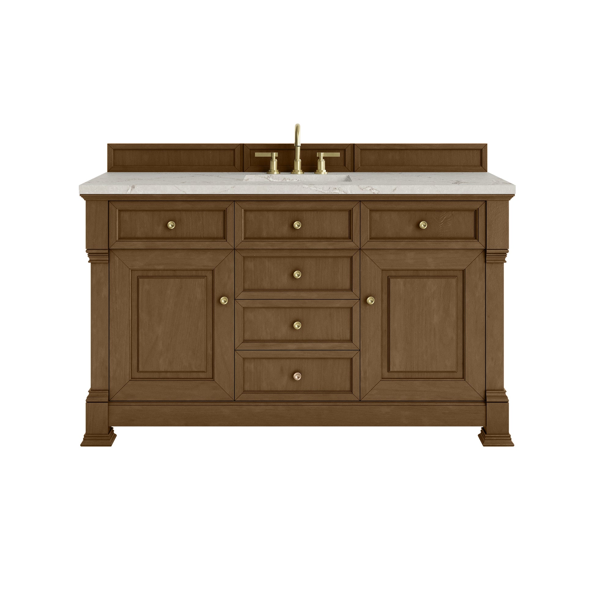 Honey Oak / Victorian Silver - 3 Faucet Holes