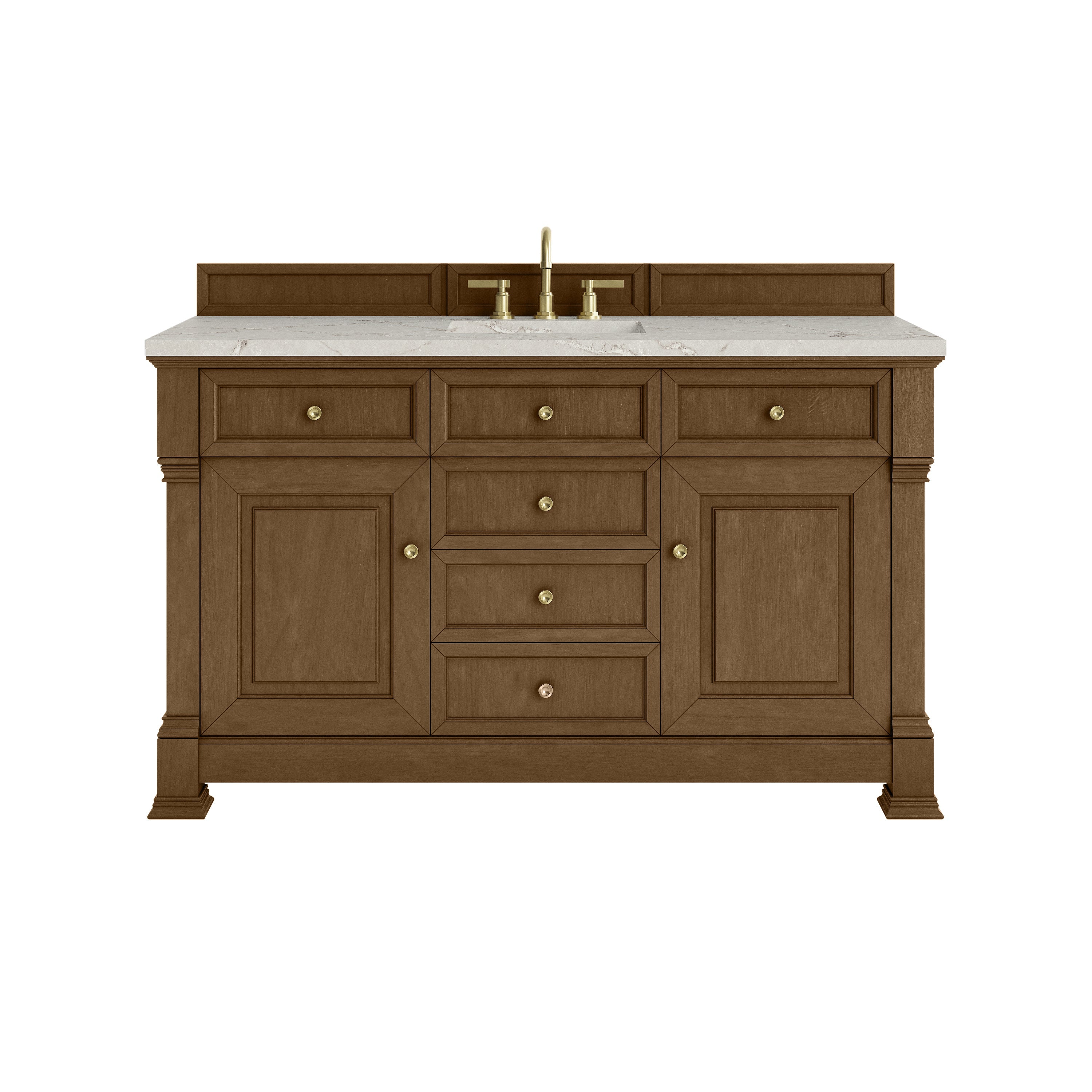Honey Oak / Victorian Silver - 3 Faucet Holes