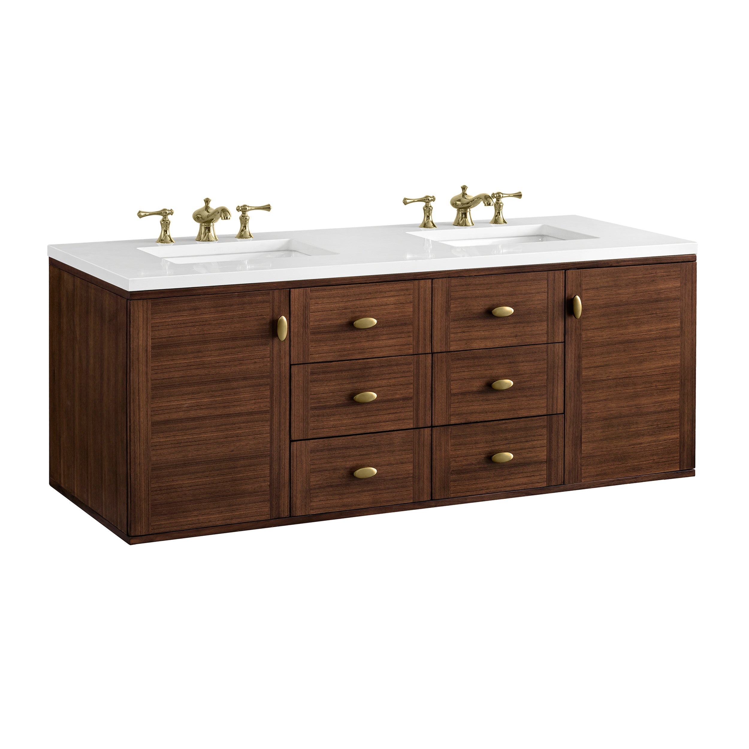 Mid-Century Walnut / White Zeus - 3 Faucet Holes