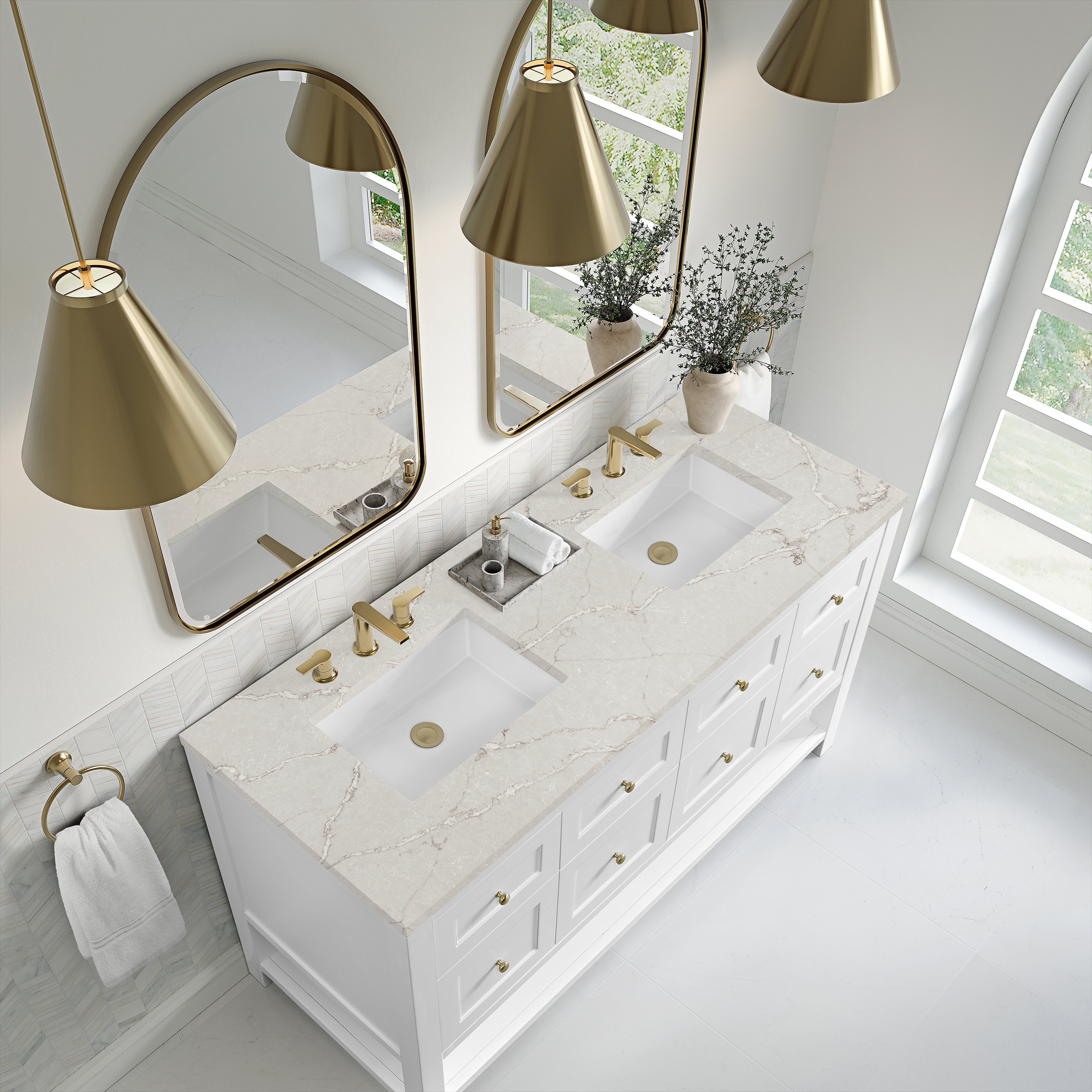 Bright White / Victorian Silver - 3 Faucet Holes