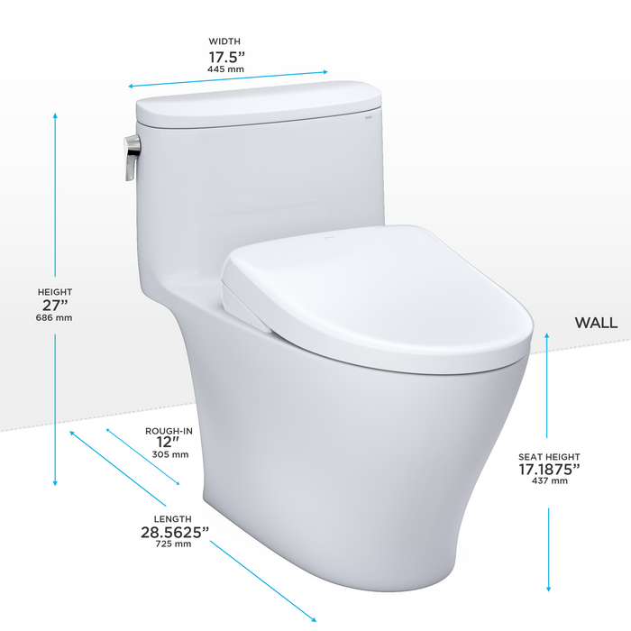 Toto Washlet+ Nexus 1G One Piece Elongated 1.0 GPF Toilet with S7 Contemporary Bidet Seat