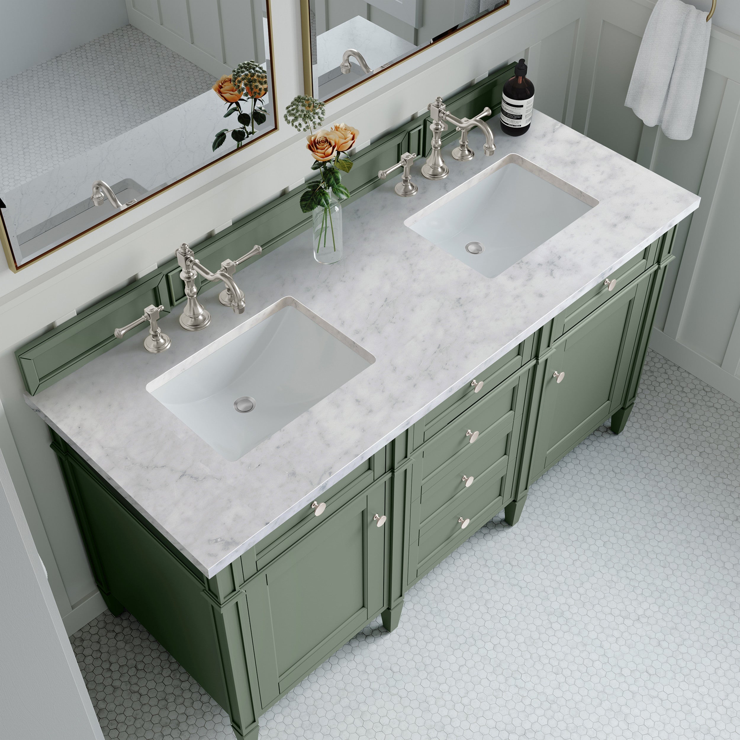 Smokey Celadon / Carrara White - 3 Faucet Holes