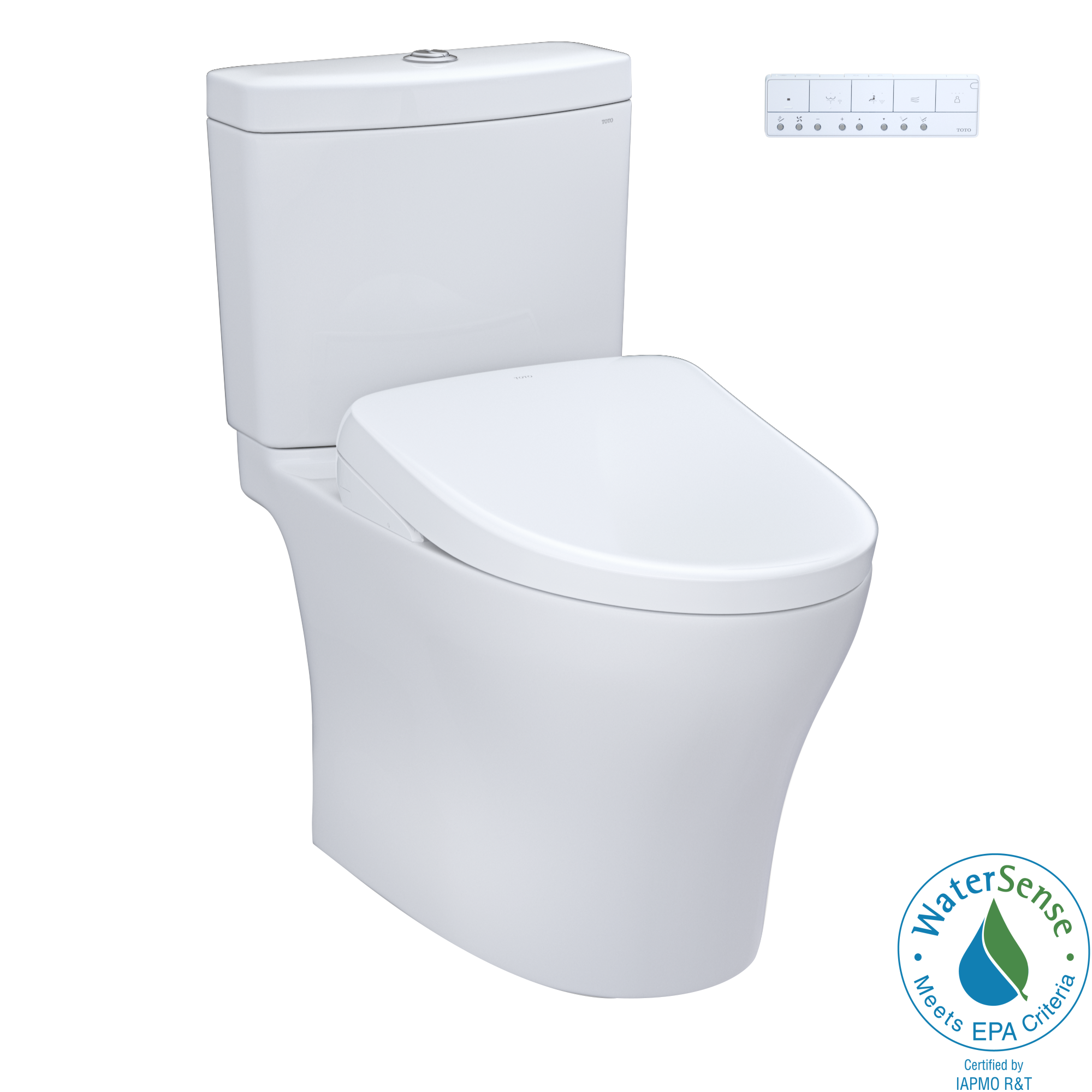Toto Washlet+ Aquia IV Two Piece Elongated Dual Flush 1.28 and 0.9 GPF Toilet with Auto Flush S7A Contemporary Bidet Seat
