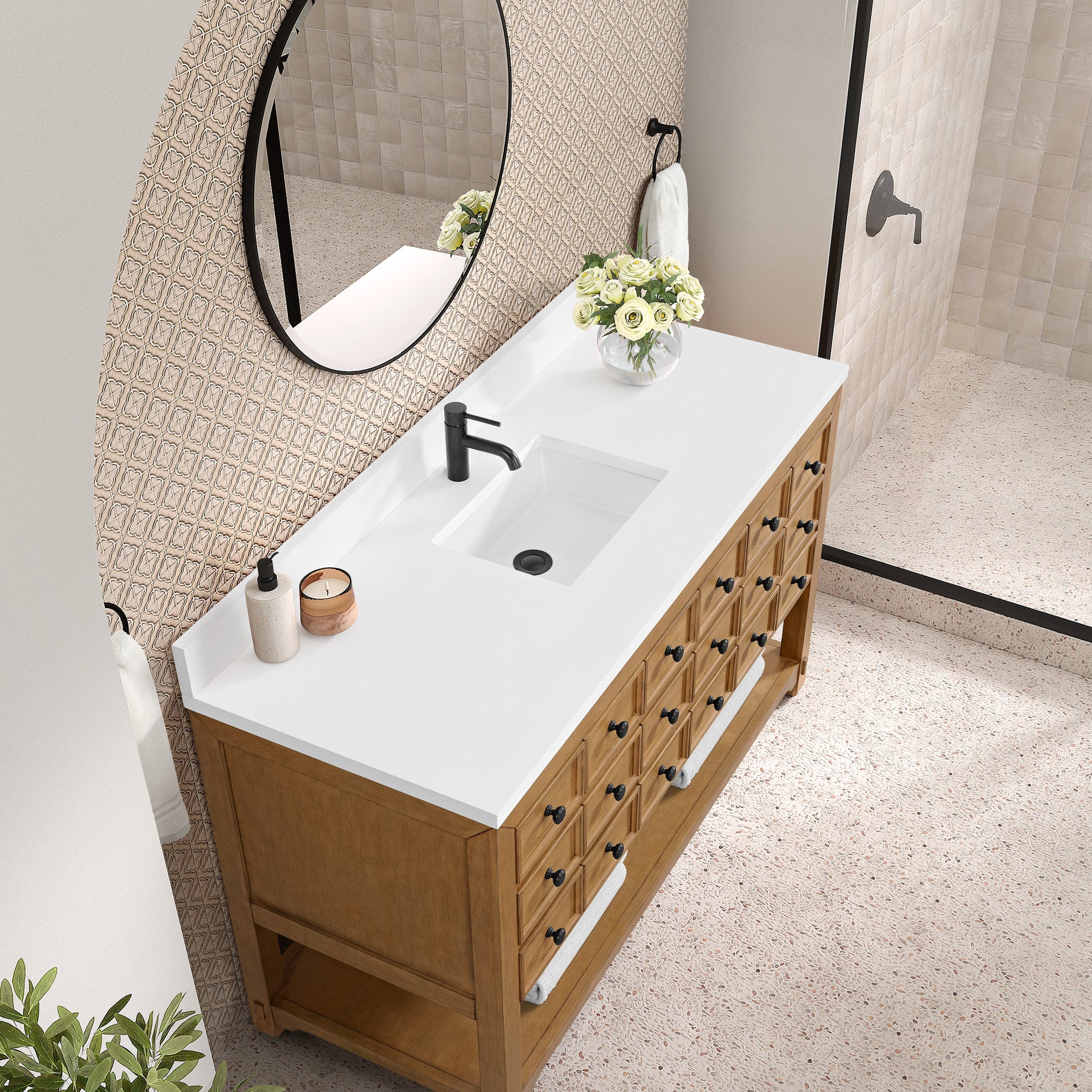 Amber Birch / White Zeus - 1 Faucet Hole