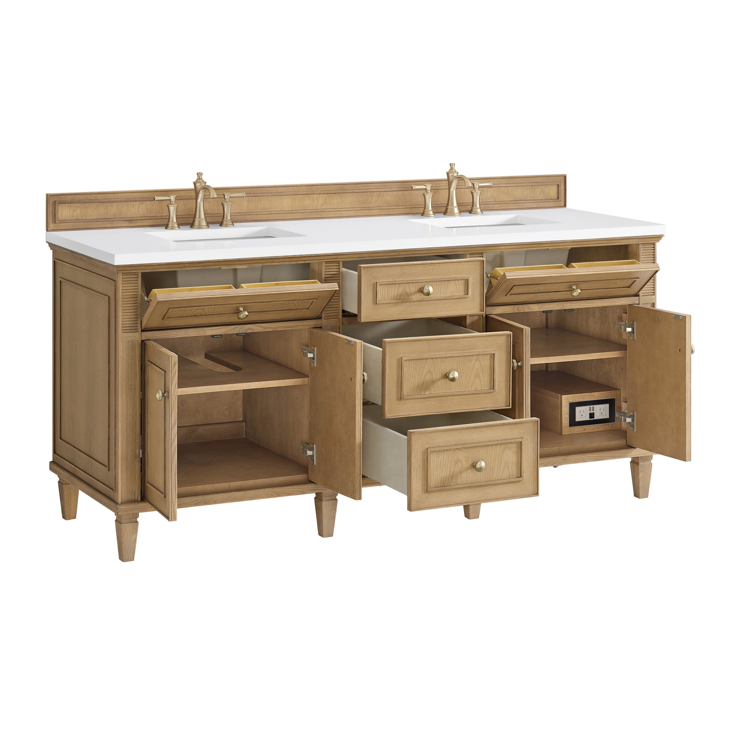 Light Natural Oak / White Zeus - 3 Faucet Holes