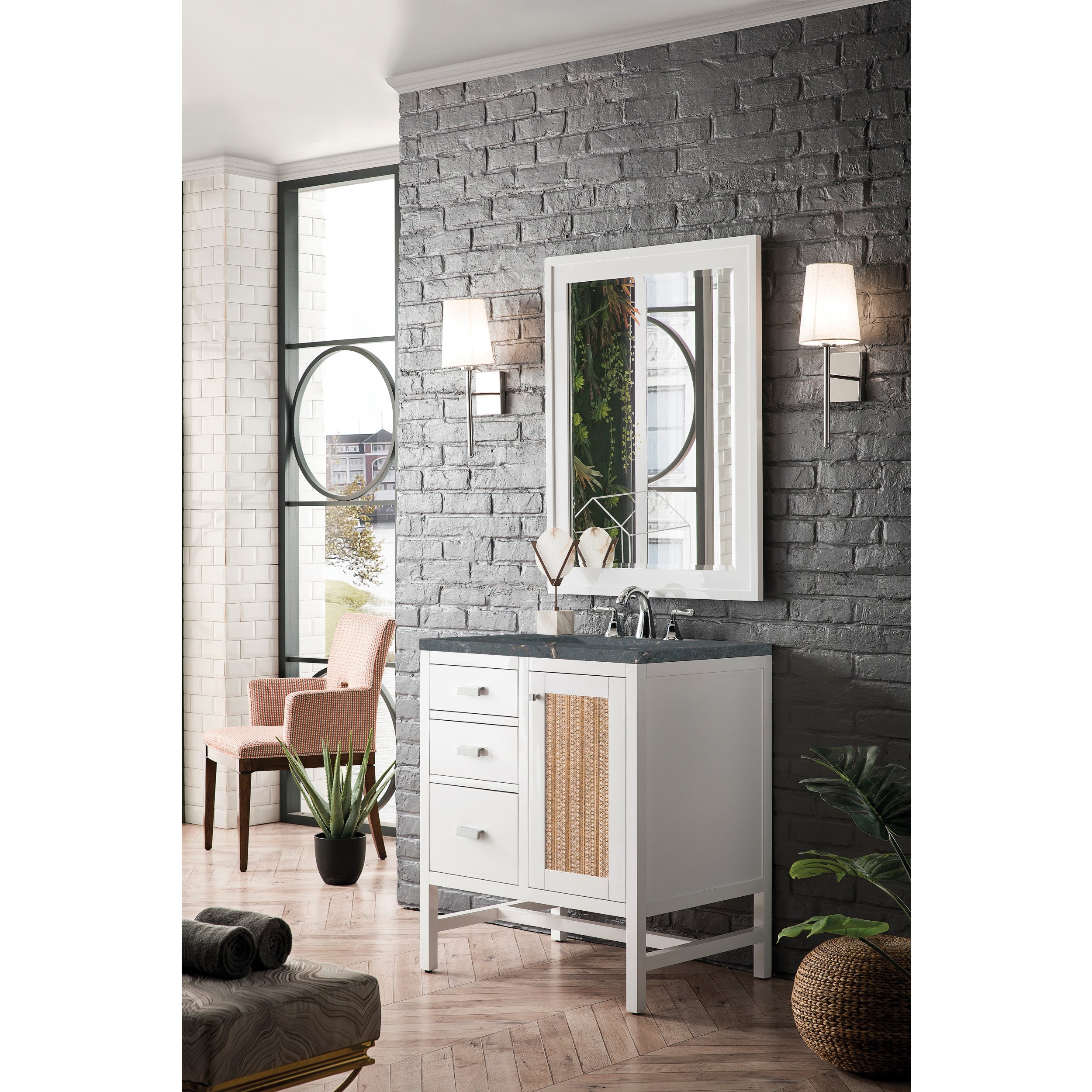 Glossy White / Parisien Bleu - 3 Faucet Holes