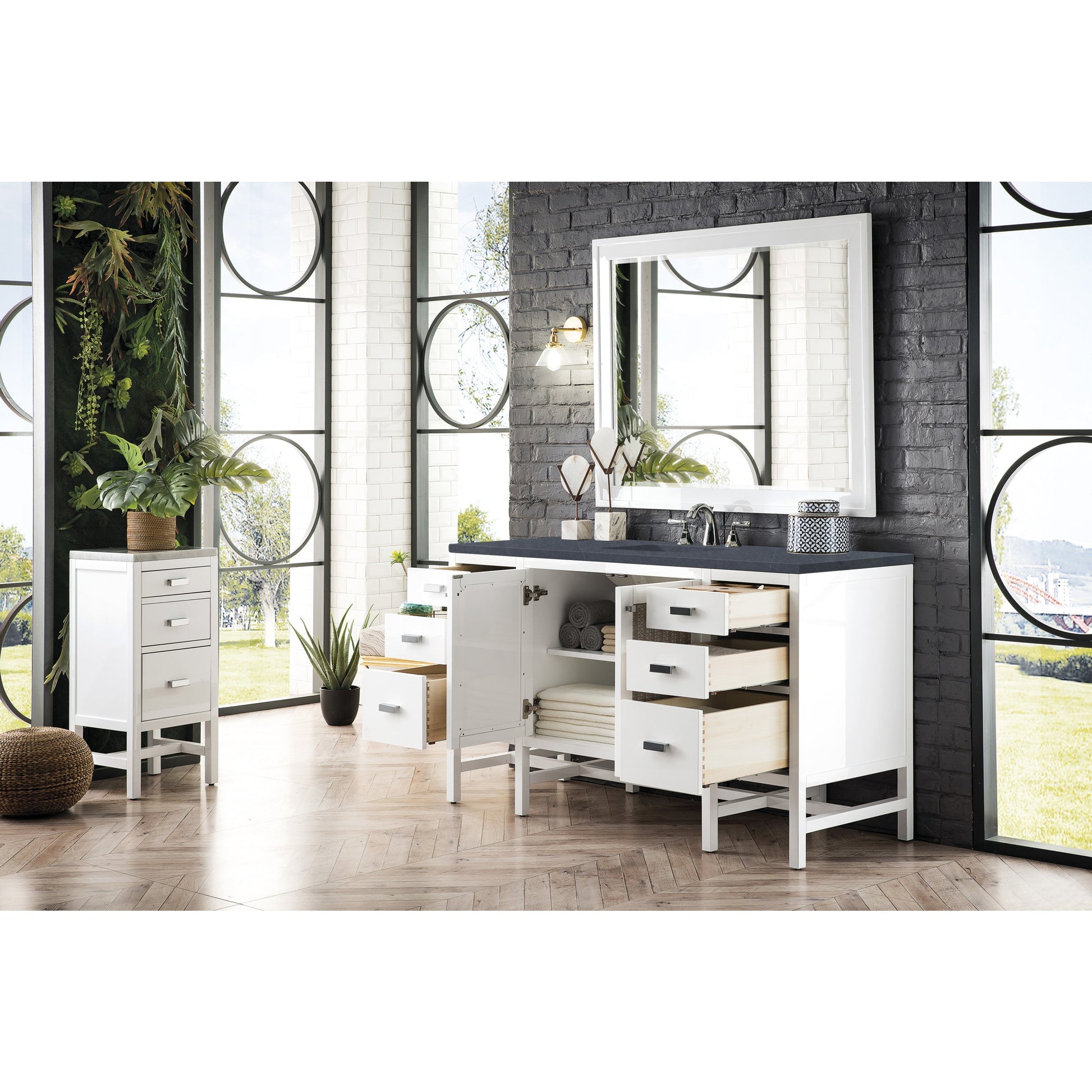 Glossy White / Charcoal Soapstone - 3 Faucet Holes