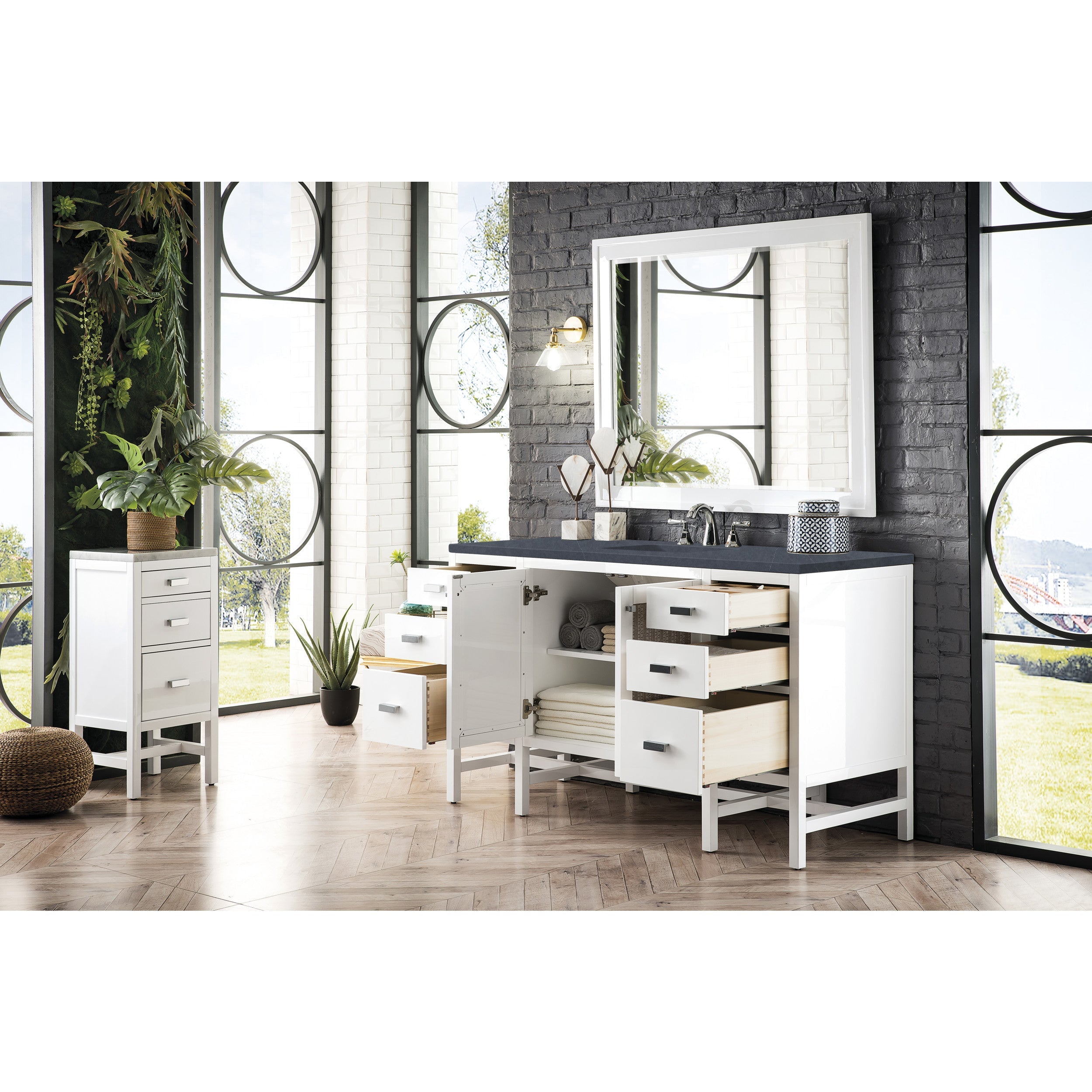 Glossy White / Charcoal Soapstone - 3 Faucet Holes