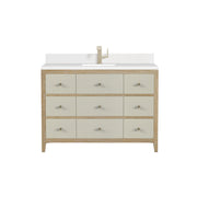 Sunwashed Oak with Embossed Shagreen Drawer Fronts / White Zeus - 1 Faucet Hole