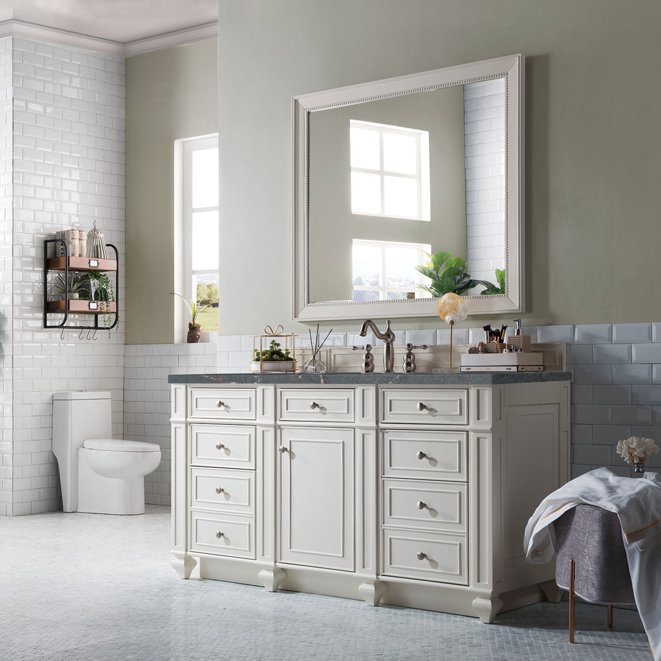 Bright White / Parisien Bleu - 3 Faucet Holes