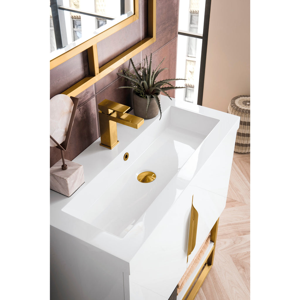 Glossy White / Radiant Gold / Glossy White - 1 Faucet Hole
