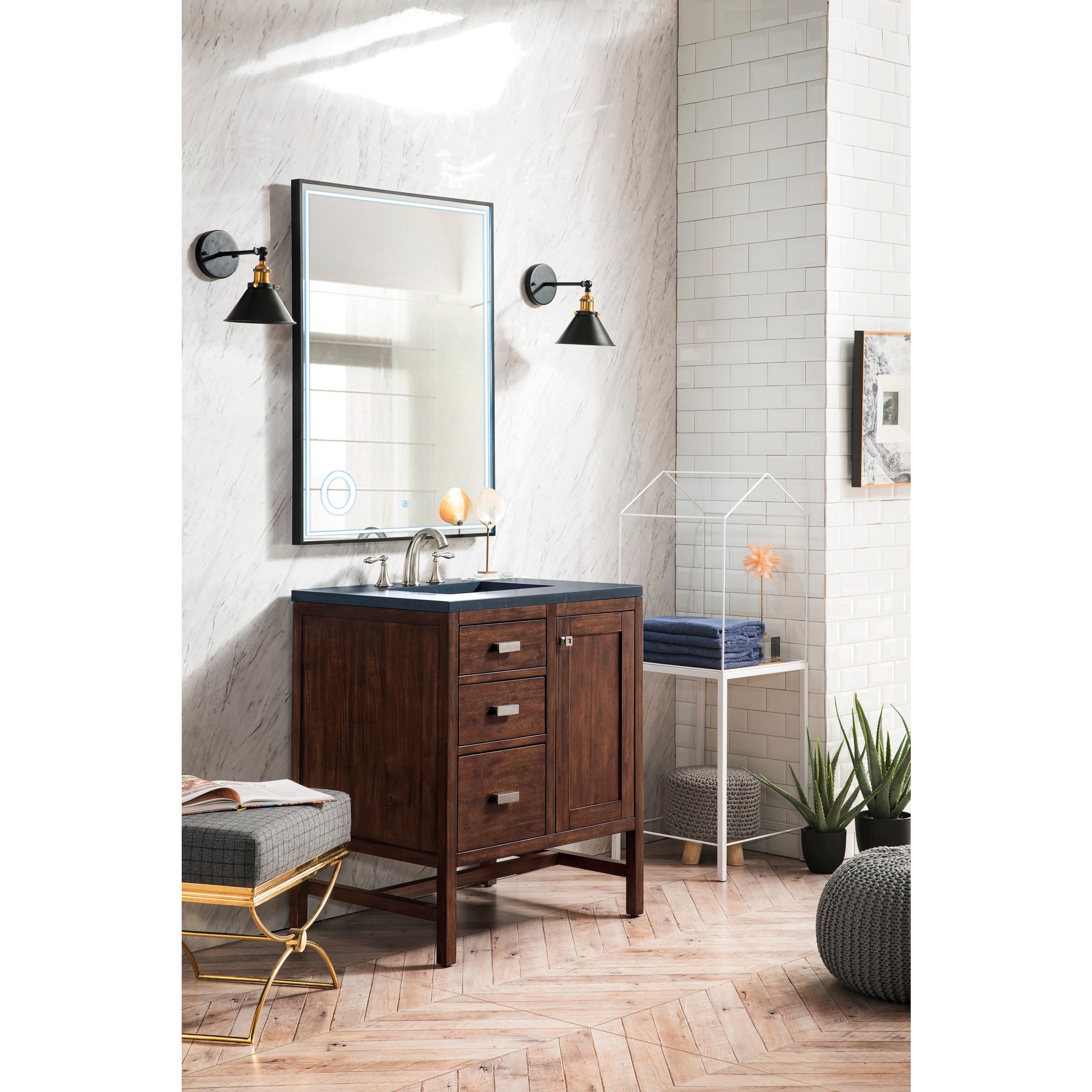 Mid-Century Acacia / Charcoal Soapstone - 3 Faucet Holes