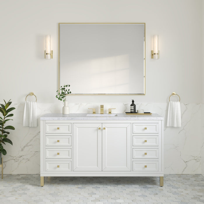 Glossy White / Carrara White - 3 Faucet Holes