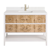 Polished White and Light Mappa Burl / White Zeus - 1 Faucet Hole