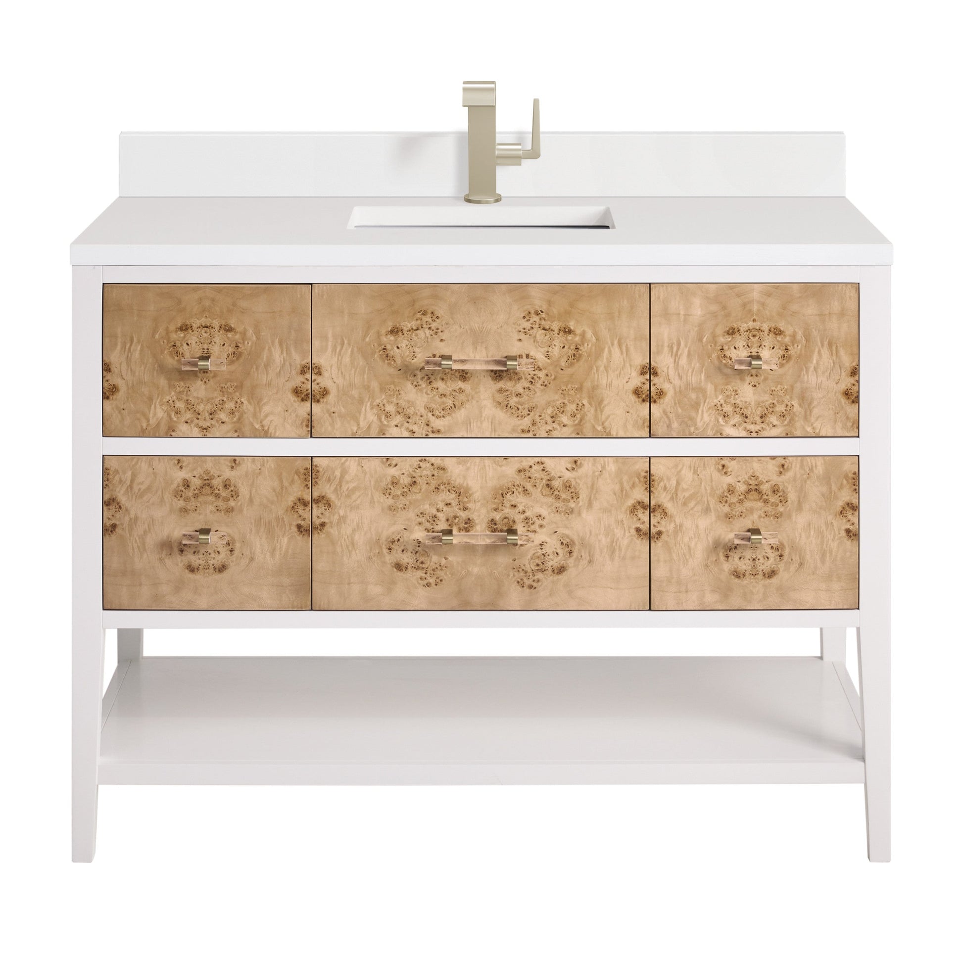 Polished White and Light Mappa Burl / White Zeus - 1 Faucet Hole