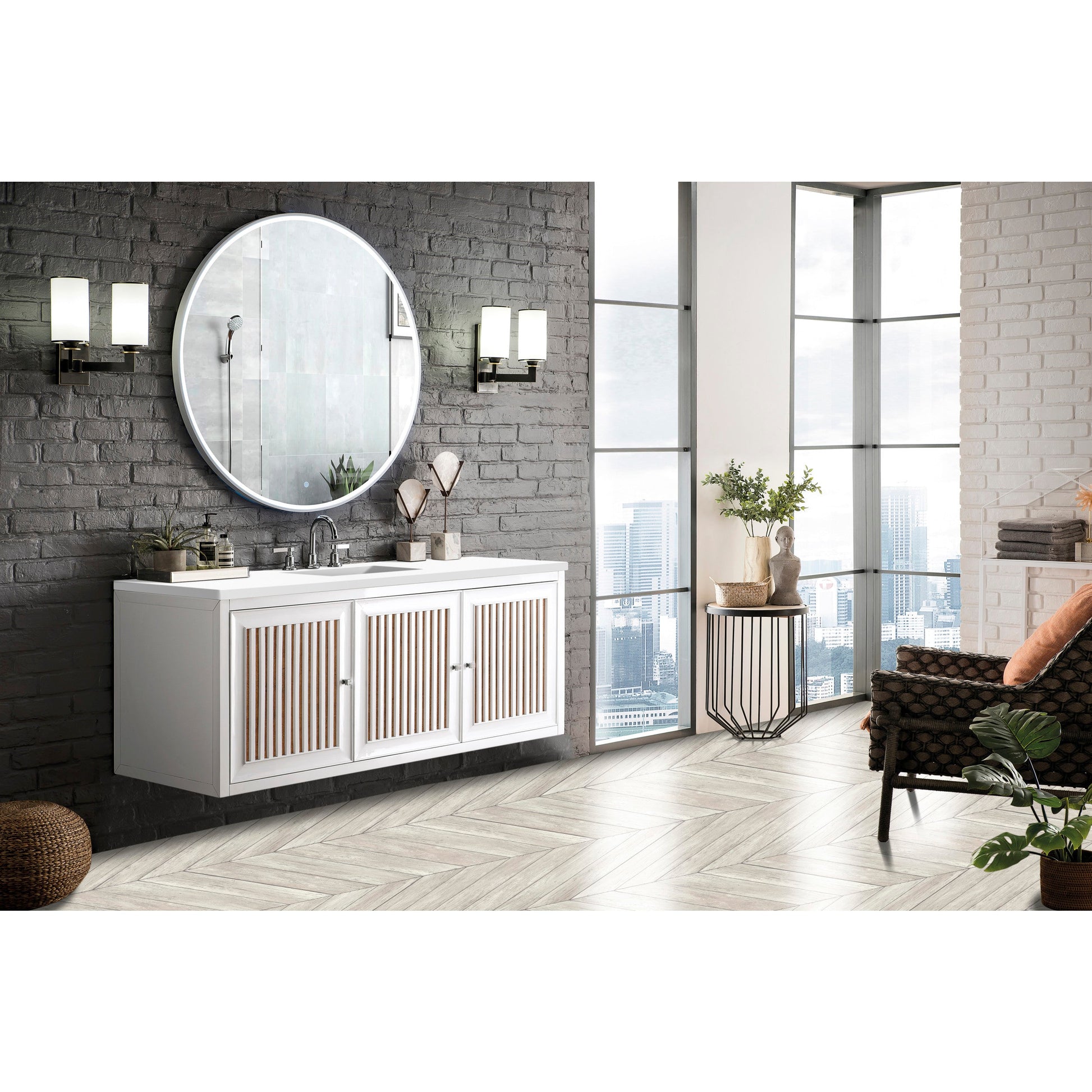 Glossy White / White Zeus - 3 Faucet Holes