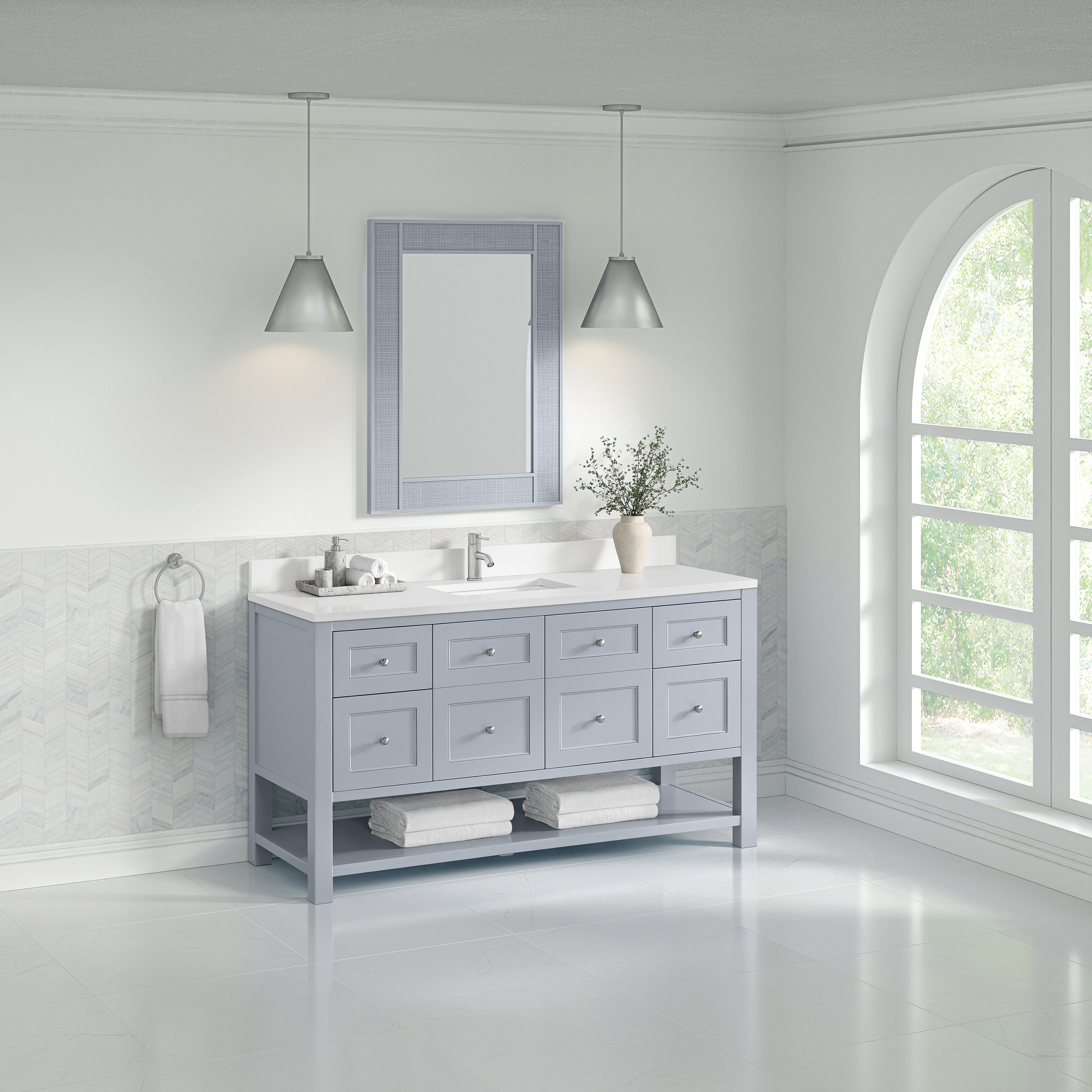 Serenity Blue / White Zeus - 1 Faucet Hole