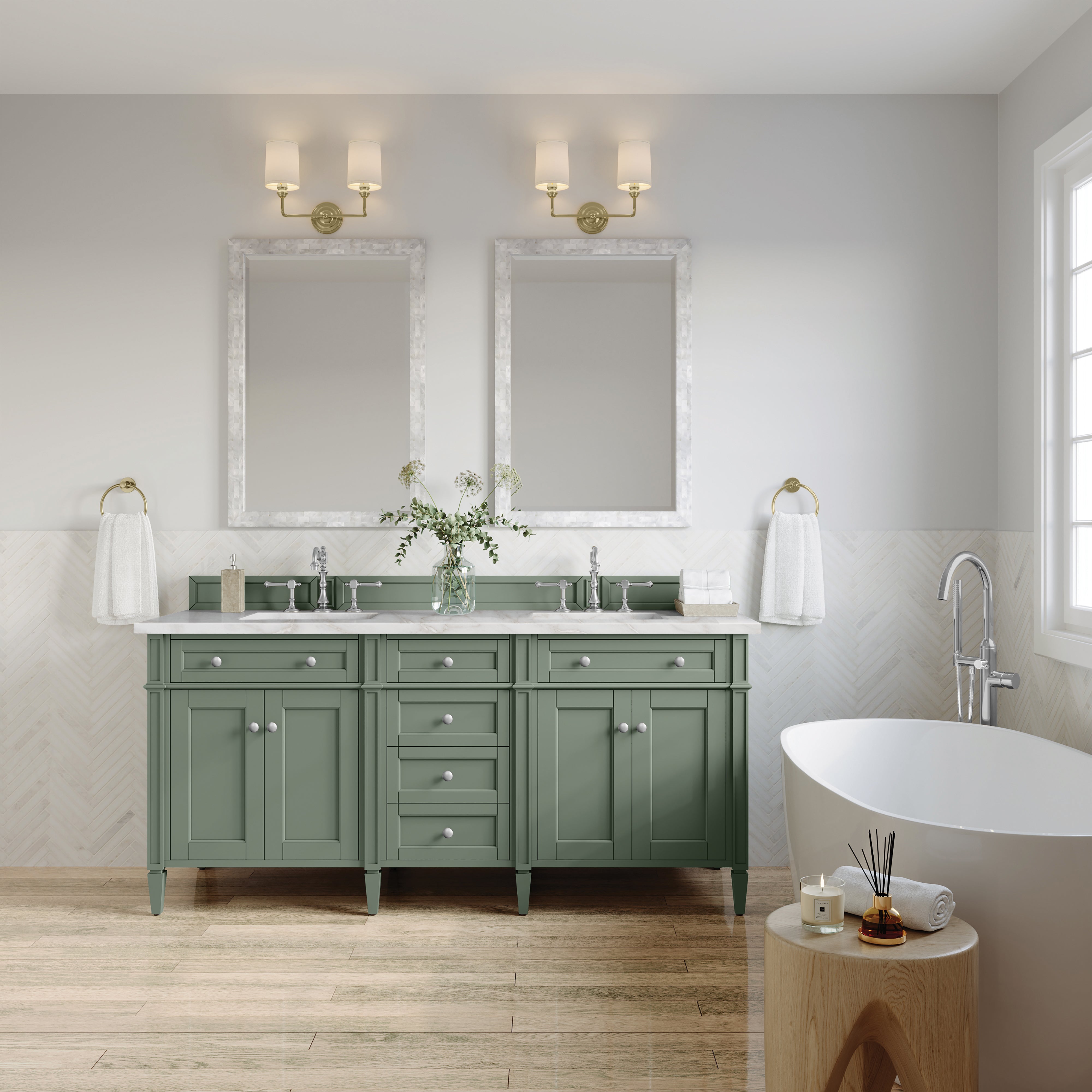 Smokey Celadon / Victorian Silver - 3 Faucet Holes