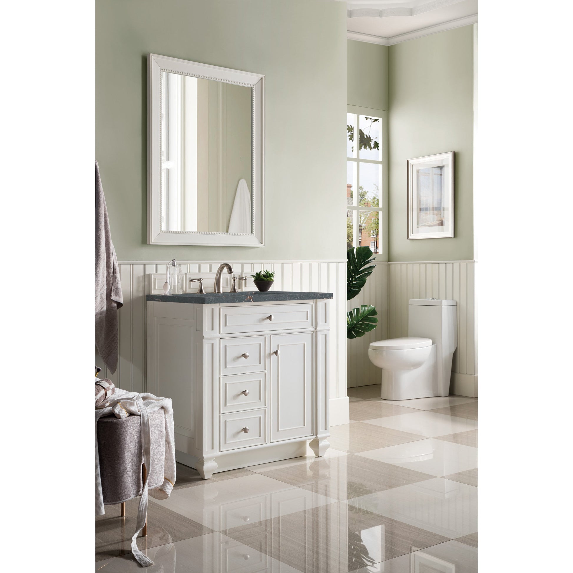 Bright White / Parisien Bleu - 3 Faucet Holes