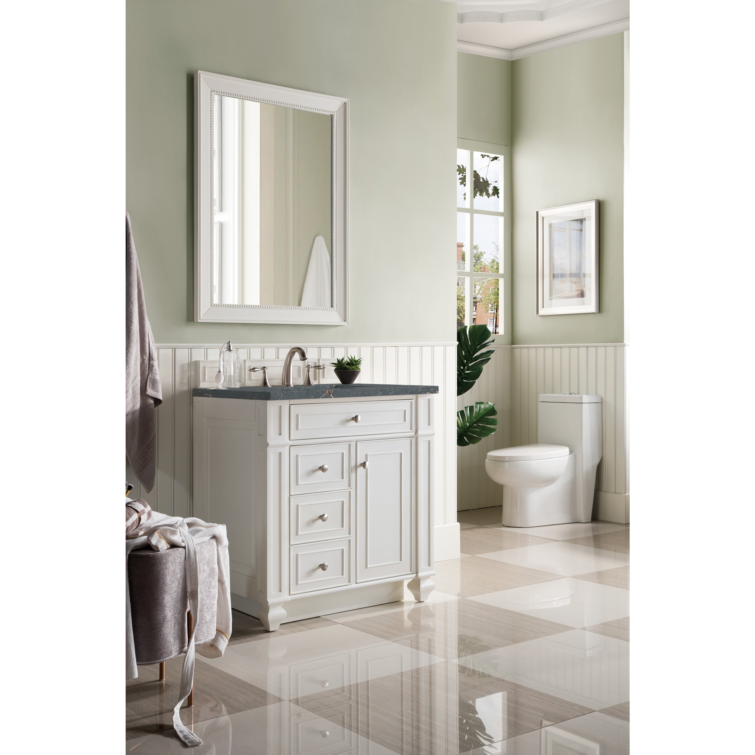Bright White / Parisien Bleu - 3 Faucet Holes