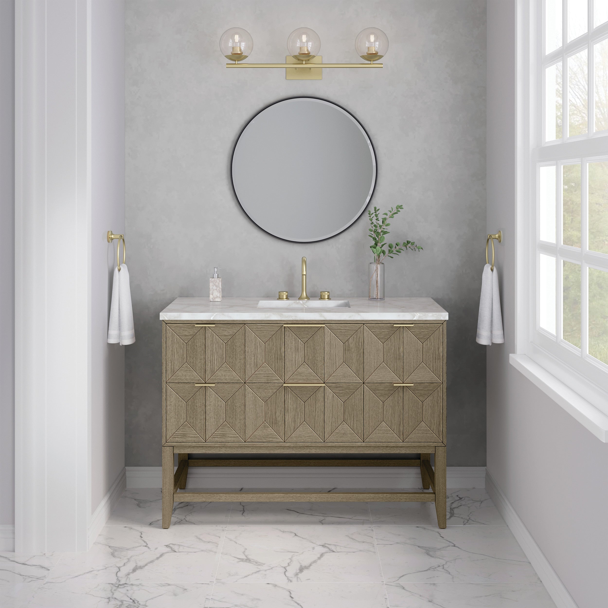 Pebble Oak / Victorian Silver - 3 Faucet Holes