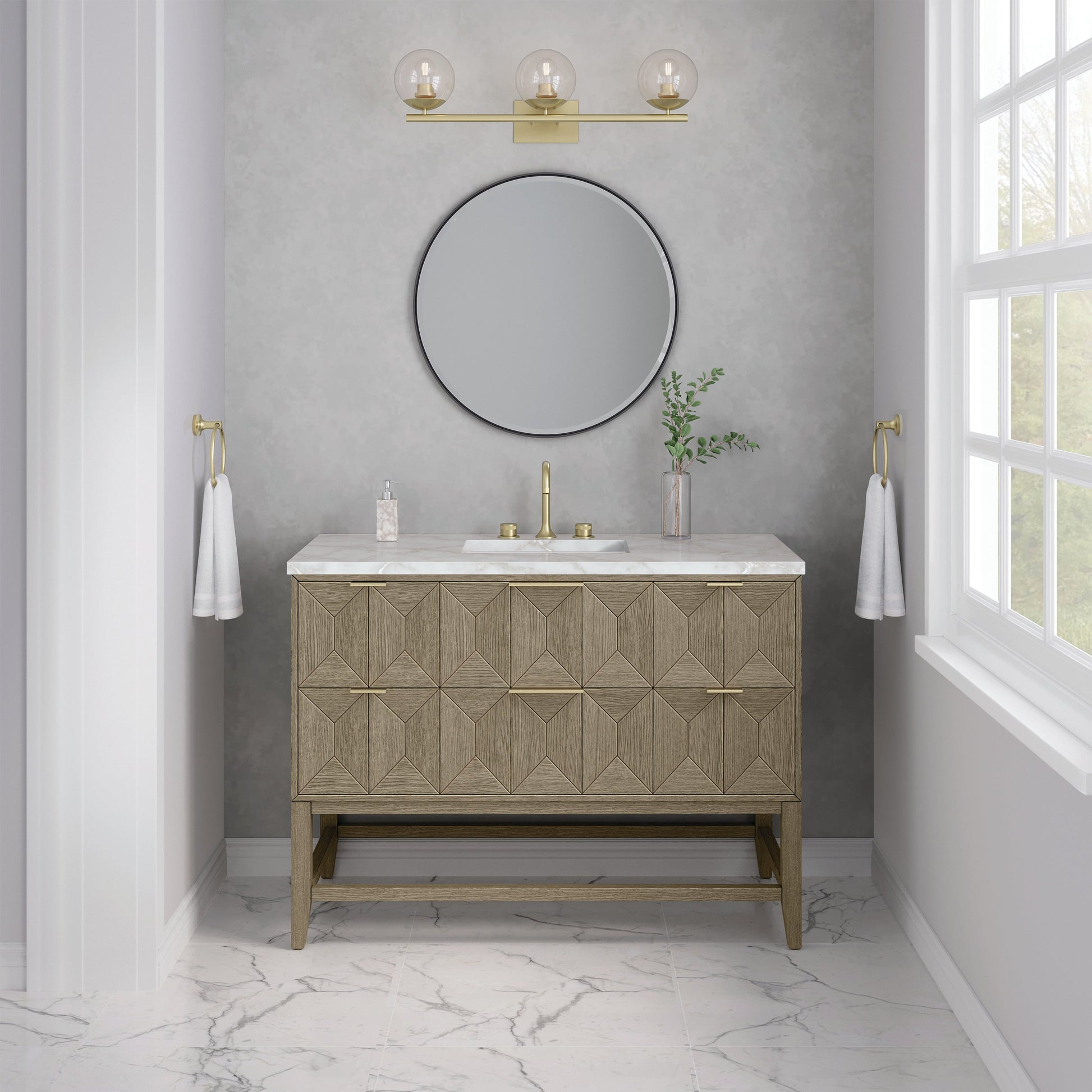 Pebble Oak / Victorian Silver - 3 Faucet Holes