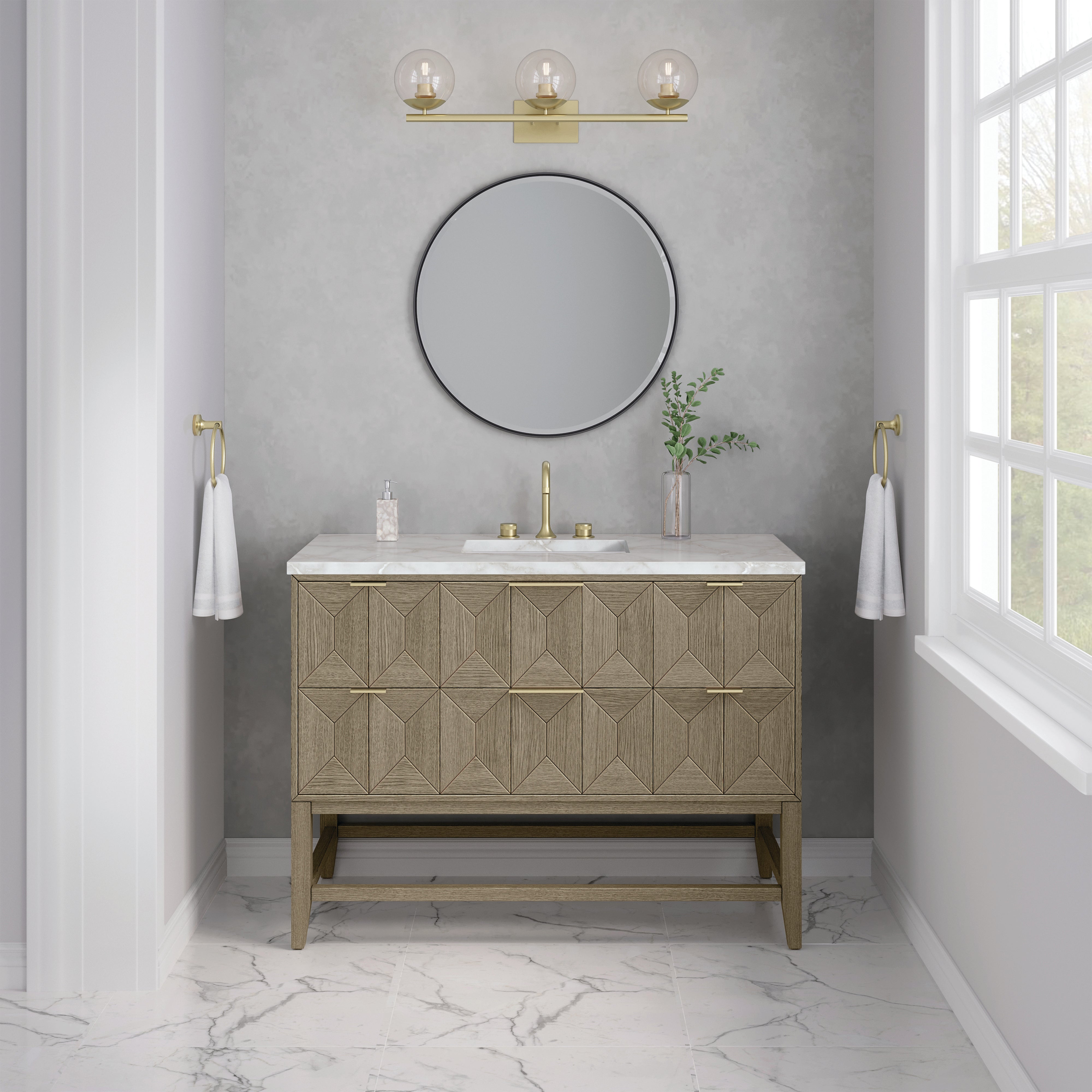 Pebble Oak / Victorian Silver - 3 Faucet Holes