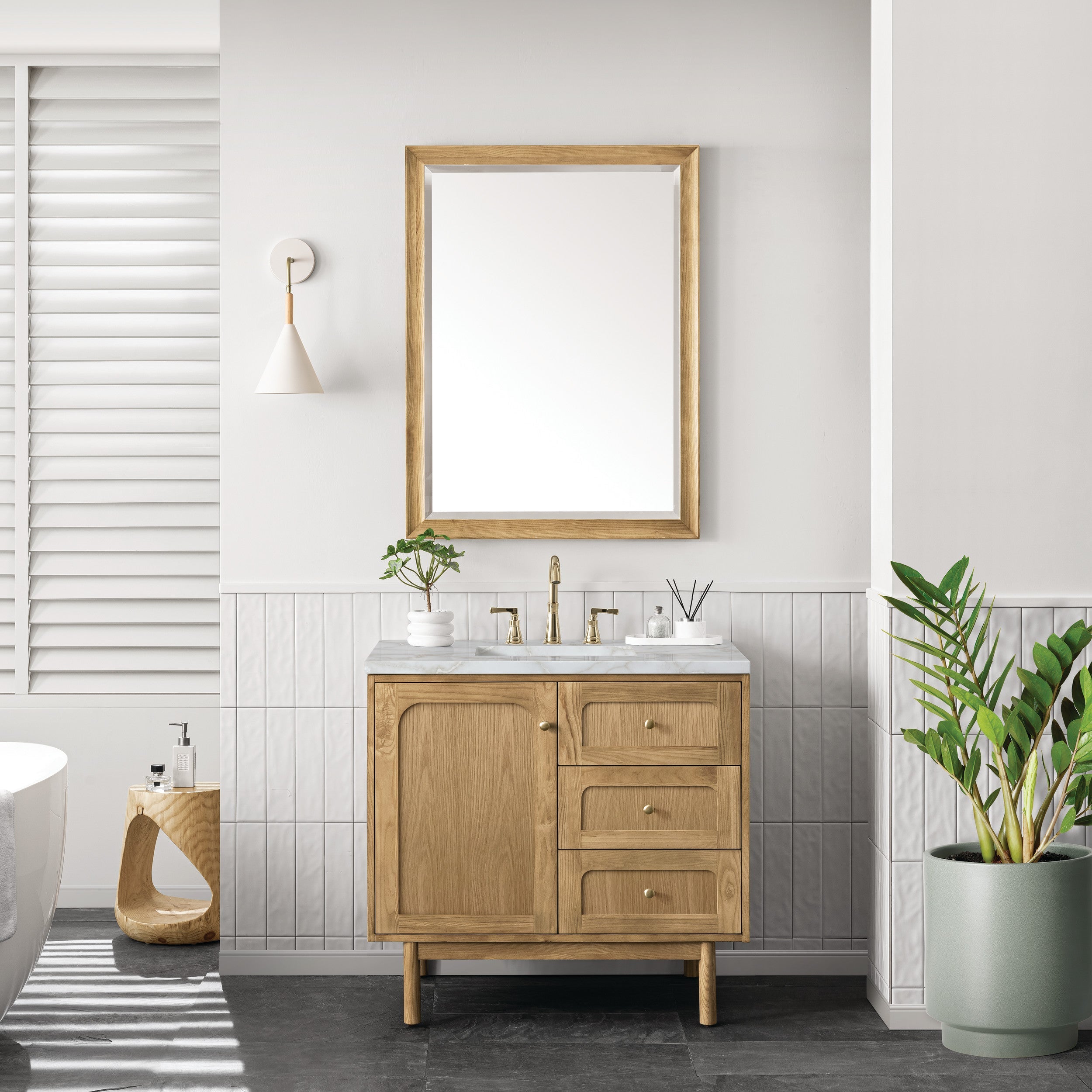 Light Natural Oak / Victorian Silver - 3 Faucet Holes