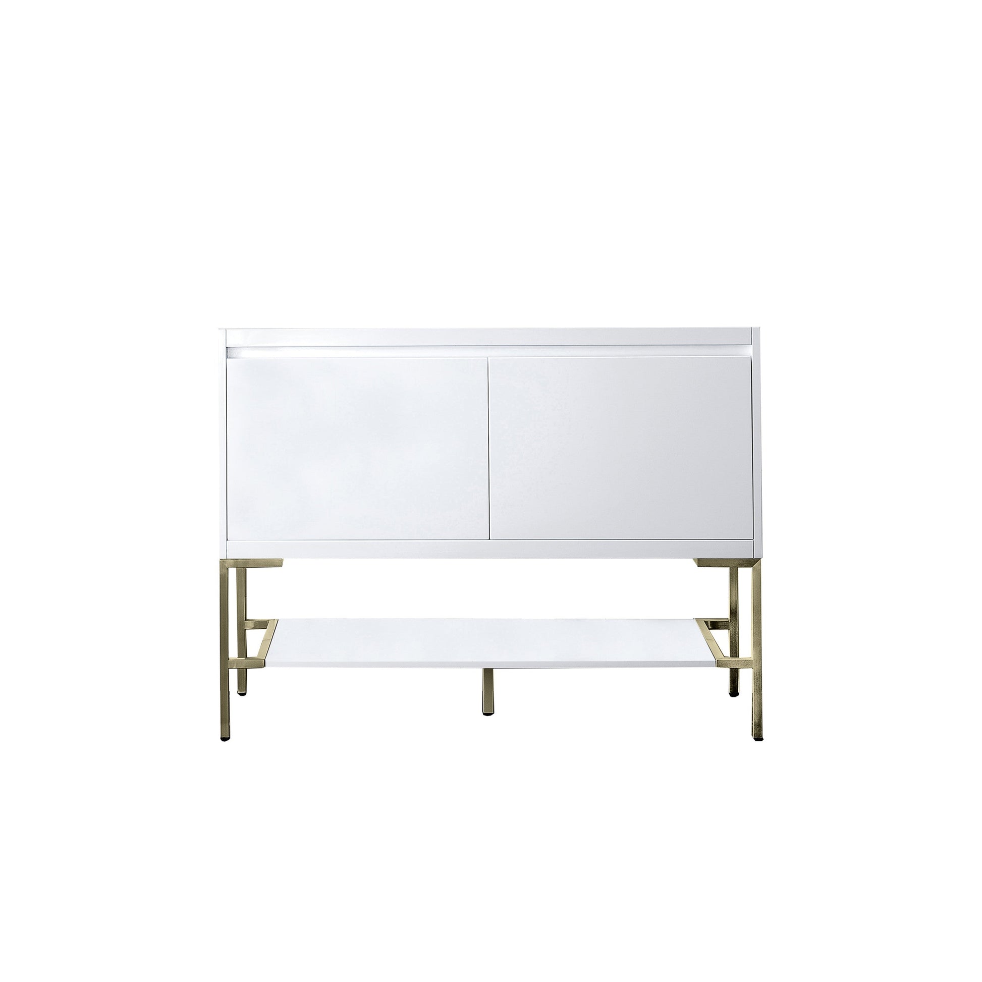Glossy White / Champagne Brass - 1 Faucet Hole