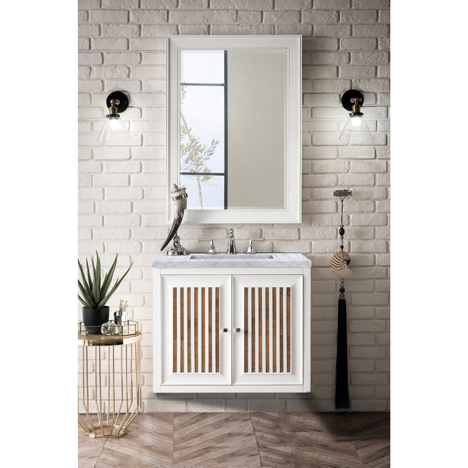 Glossy White / Carrara White - 3 Faucet Holes