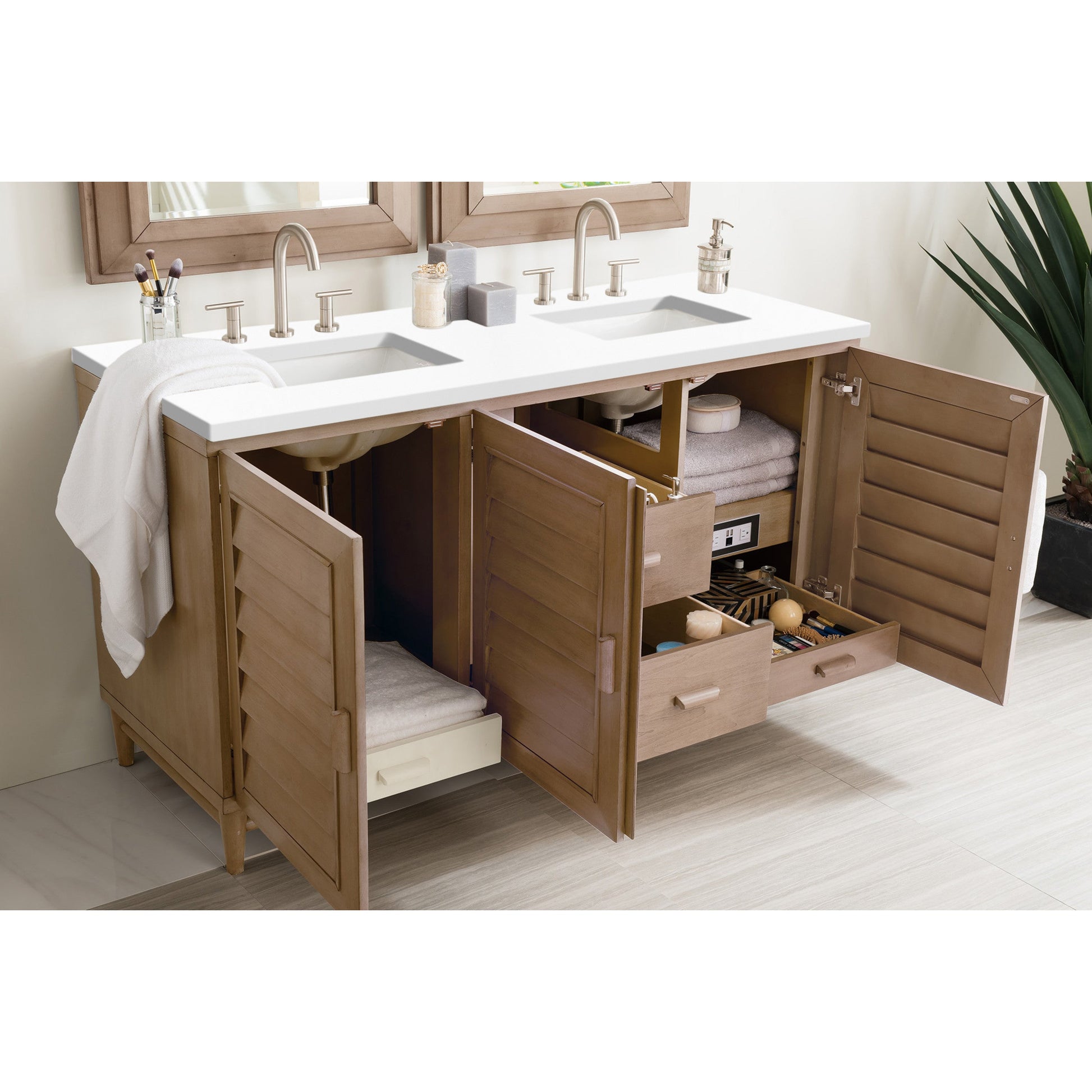 Whitewashed Walnut / White Zeus - 3 Faucet Holes