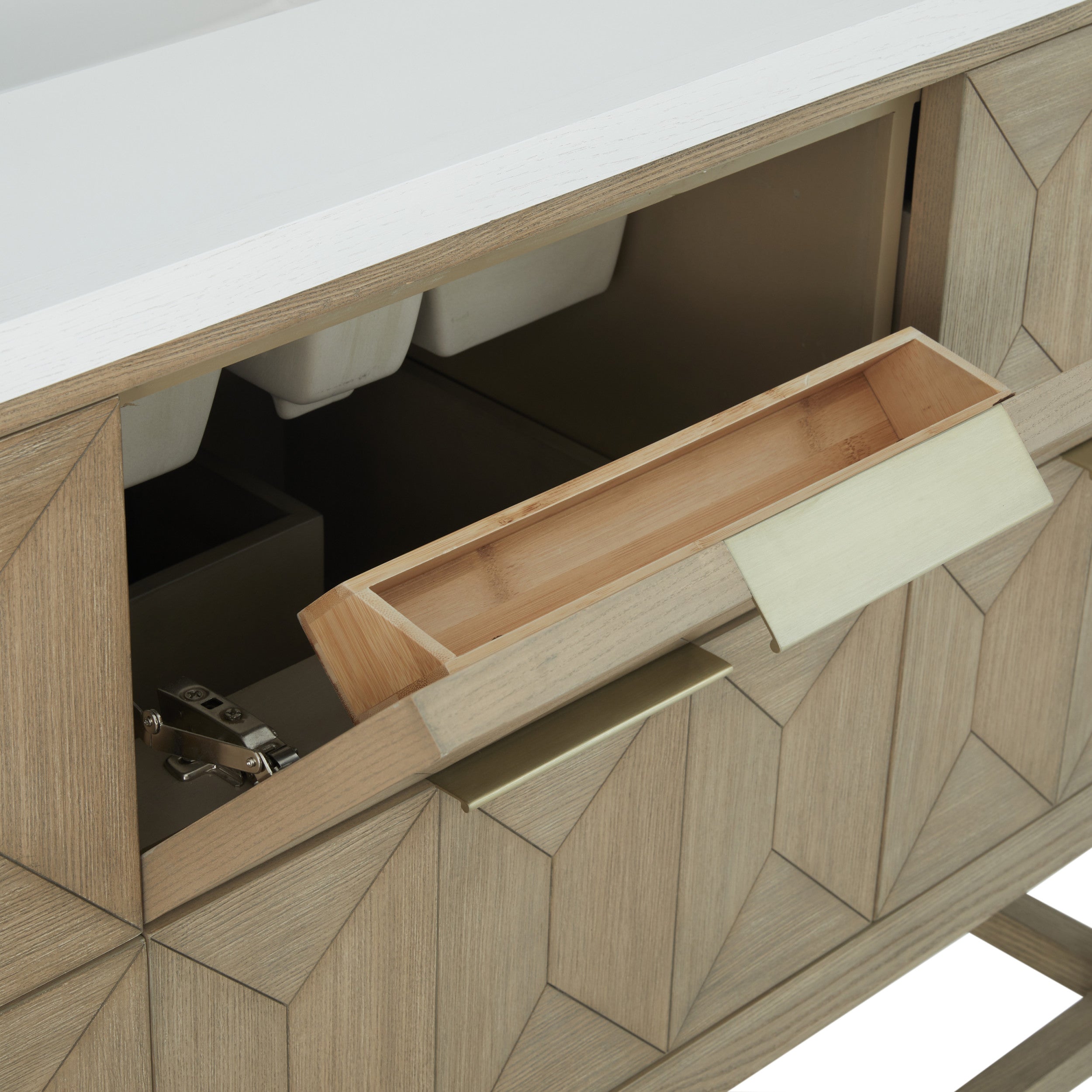 Pebble Oak / White Zeus - 3 Faucet Holes