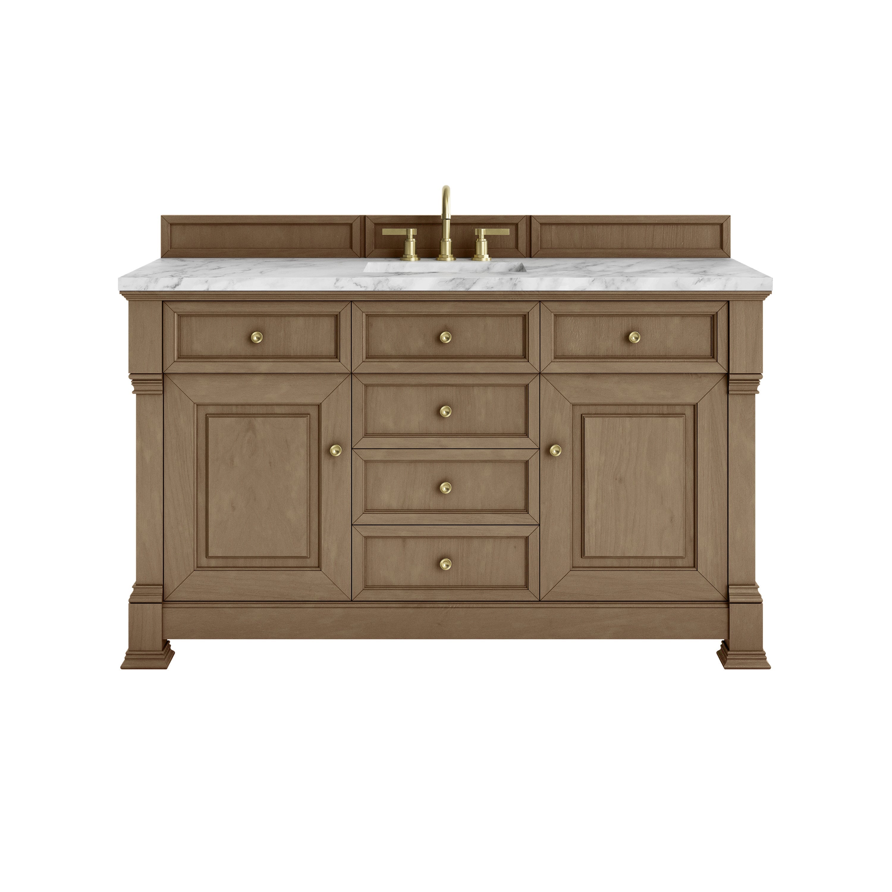 Pecan / Carrara White - 3 Faucet Holes