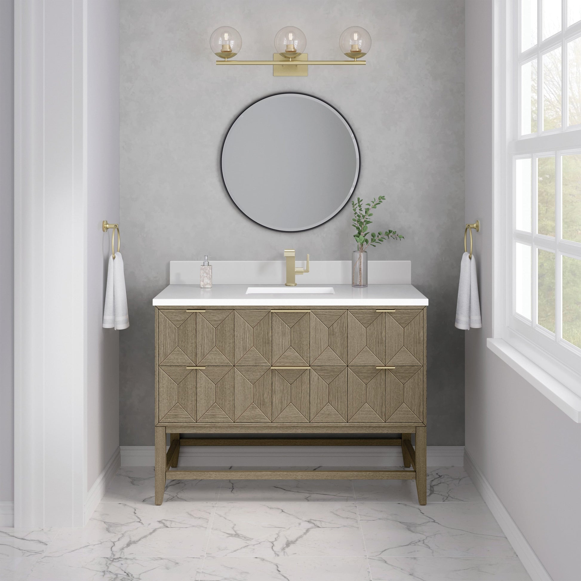 Pebble Oak / White Zeus - 1 Faucet Hole