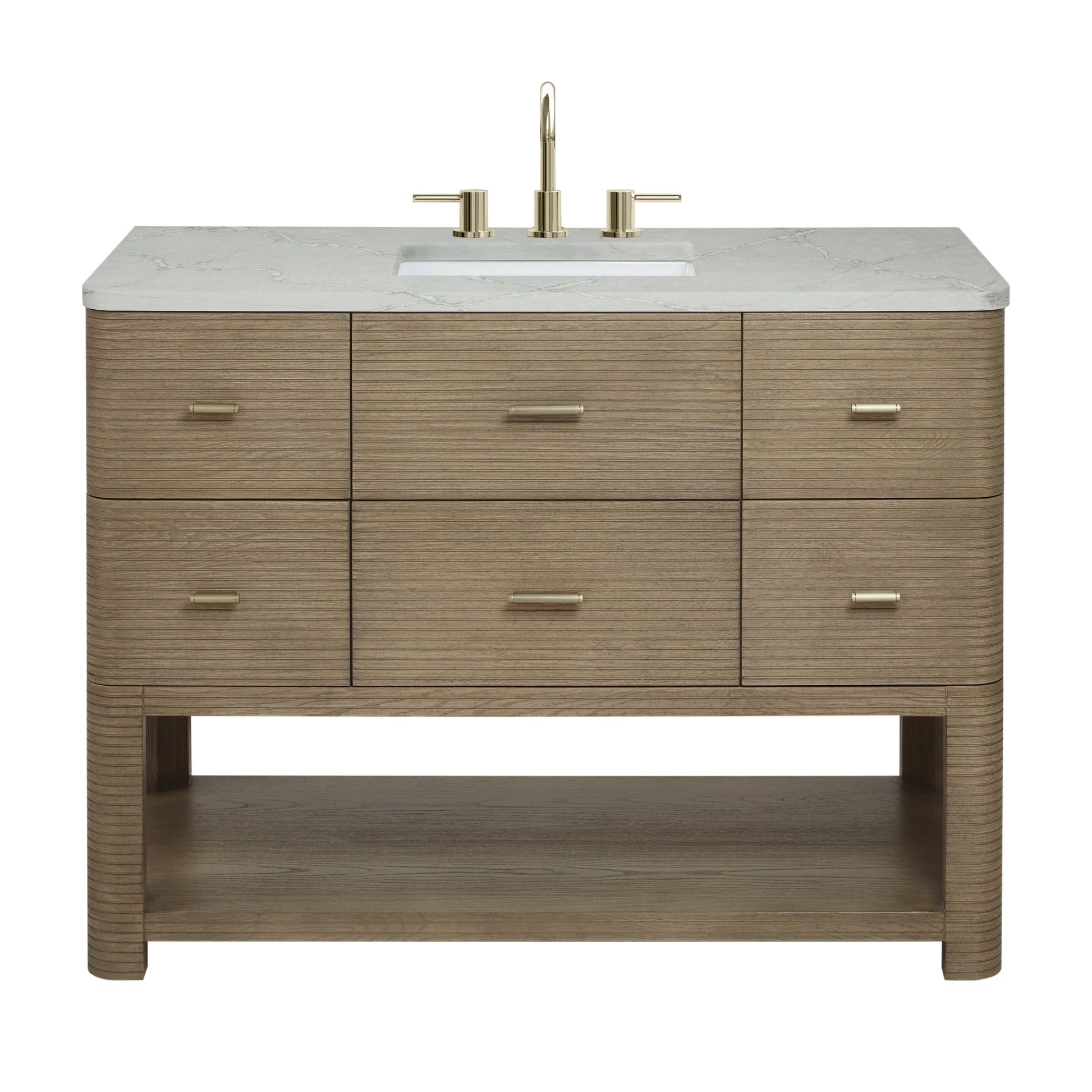 Pebble Oak / Victorian Silver - 3 Faucet Holes