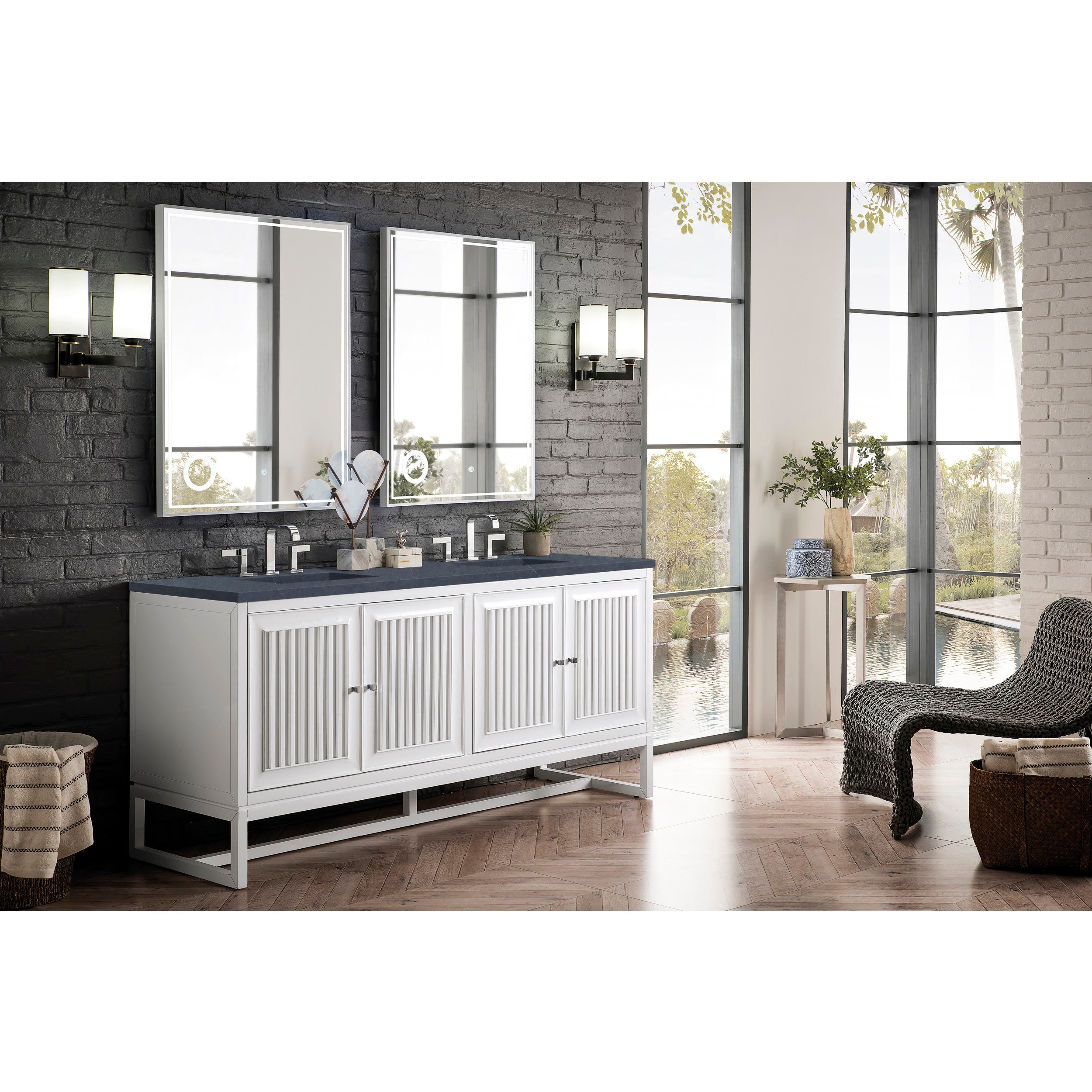Glossy White / Charcoal Soapstone - 3 Faucet Holes