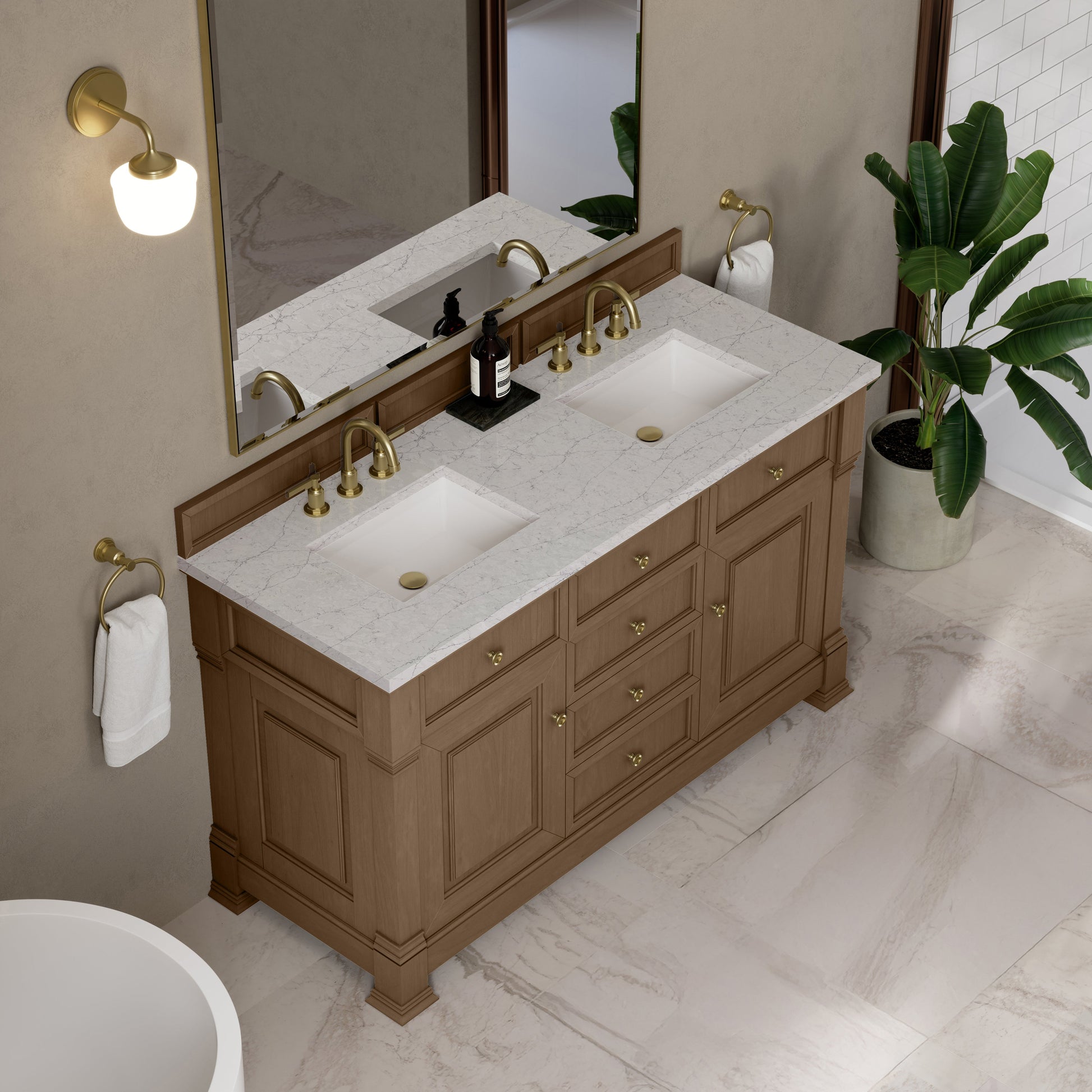 Pecan / Eternal Jasmine Pearl - 3 Faucet Holes